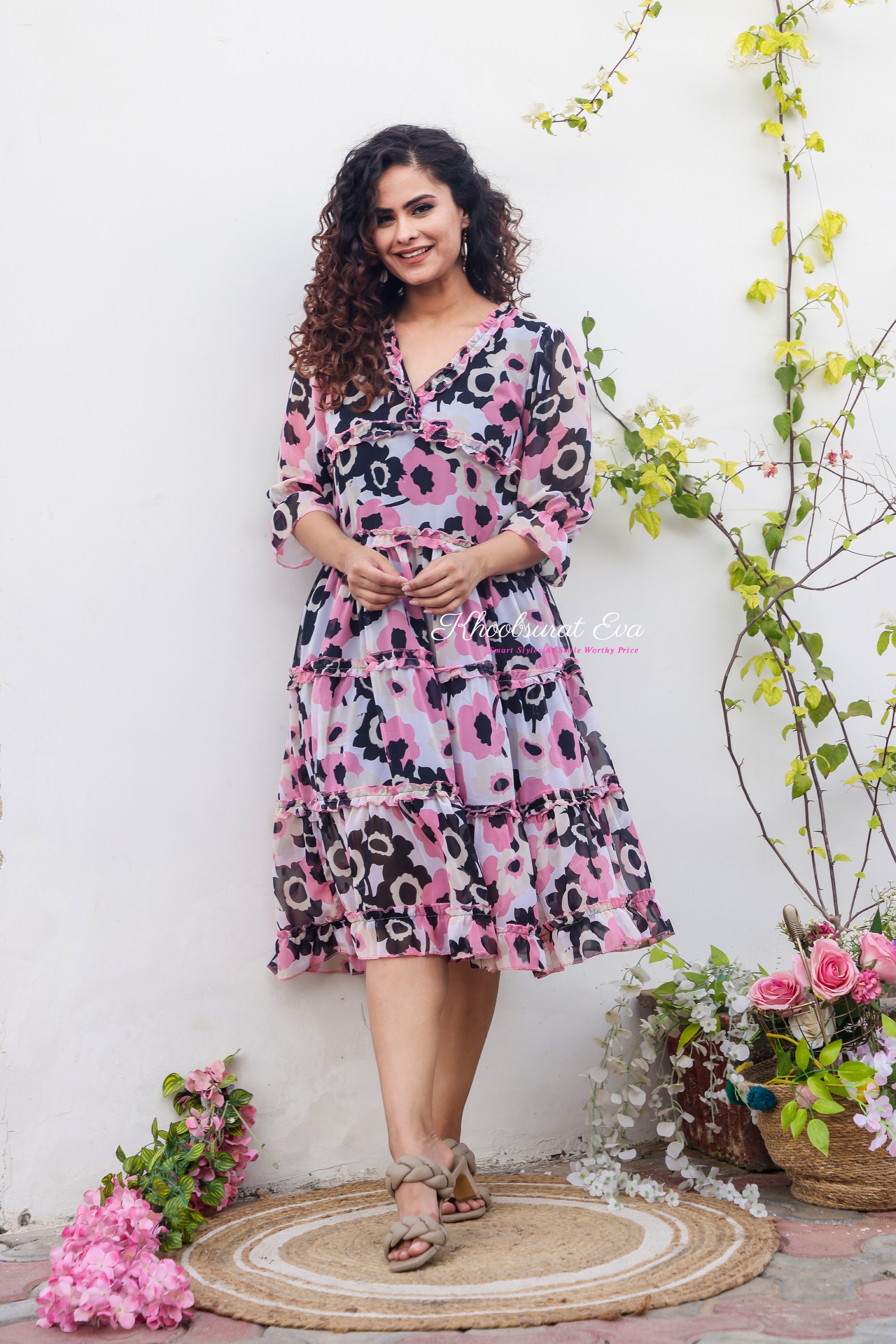 Elegant Pink Floral Print Maxi Dress for Women - Summer Beach Party & Boho Chic Fashion - Perfect for Vacations, Weddings & Outdoor Events