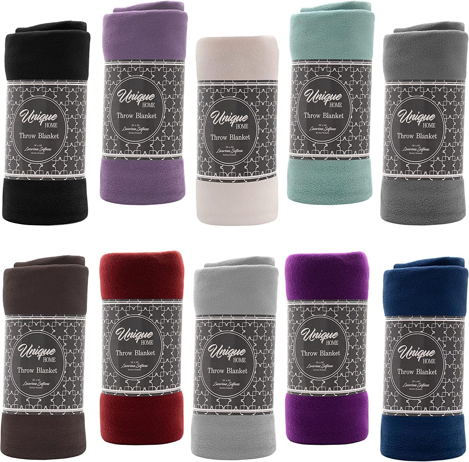 Moda West 24-Pack Soft Fleece Throw Blankets - 50x60 Inches, 170 GSM, Lightweight & Cozy, Assorted Colors - Perfect for Sofa, Bed, Travel, and Gift Giving