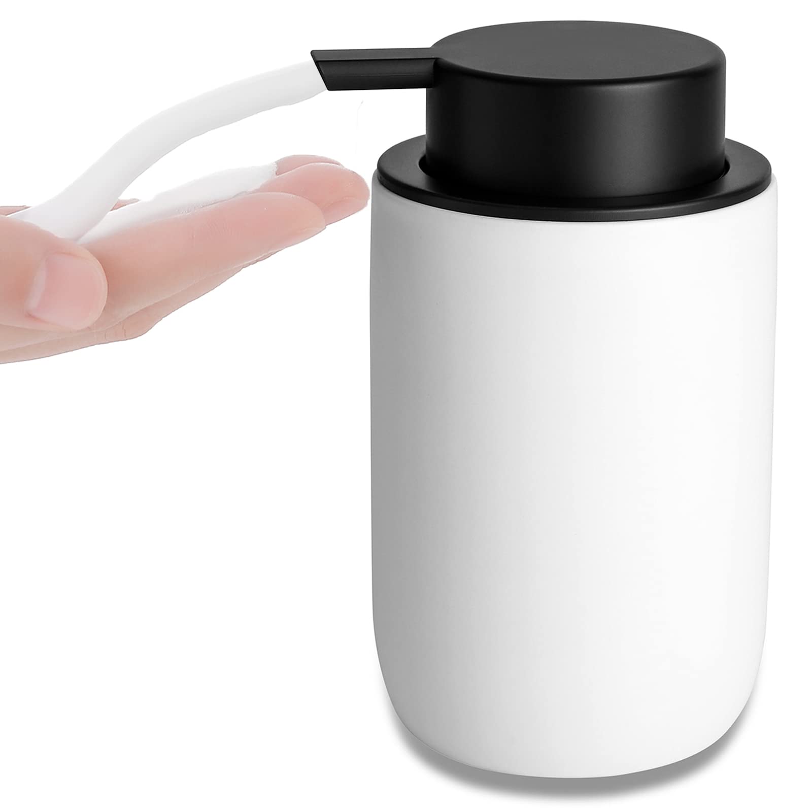Premium Ceramic Foaming Soap Dispenser - Thick White Hand Soap Pump for Bathroom & Kitchen Sink | Ideal for Liquid Hand Soap, Body Wash | Perfect for Home, Office & Guest Bathroom Decor
