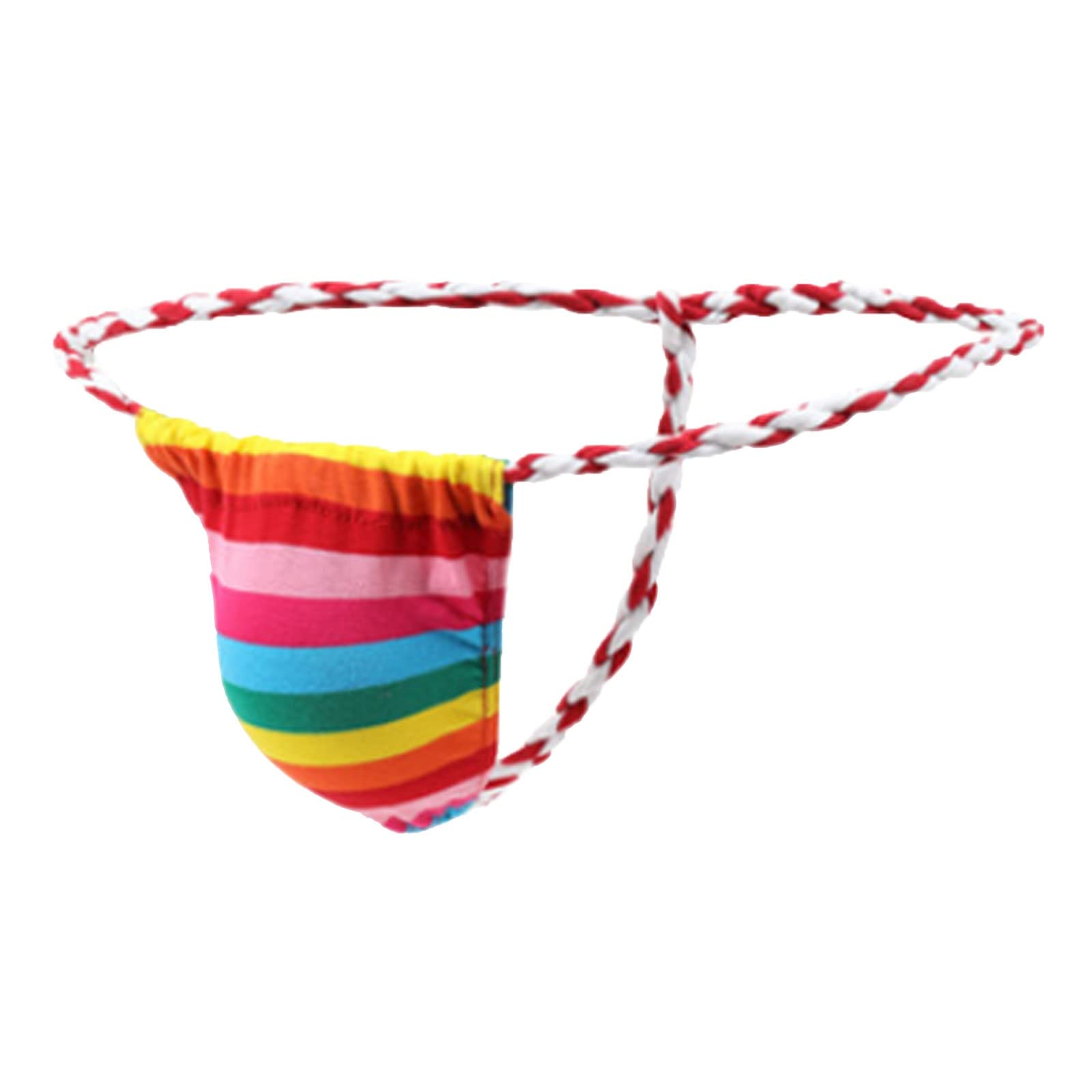 ZDFER 5-Pack Men's G-String Thong Underwear - Rainbow Stripe Print Low Rise T-Back Sexy Underpants for Bubble Butt | Comfortable & Breathable for Daily Wear, Gym, Swimming & Special Occasions
