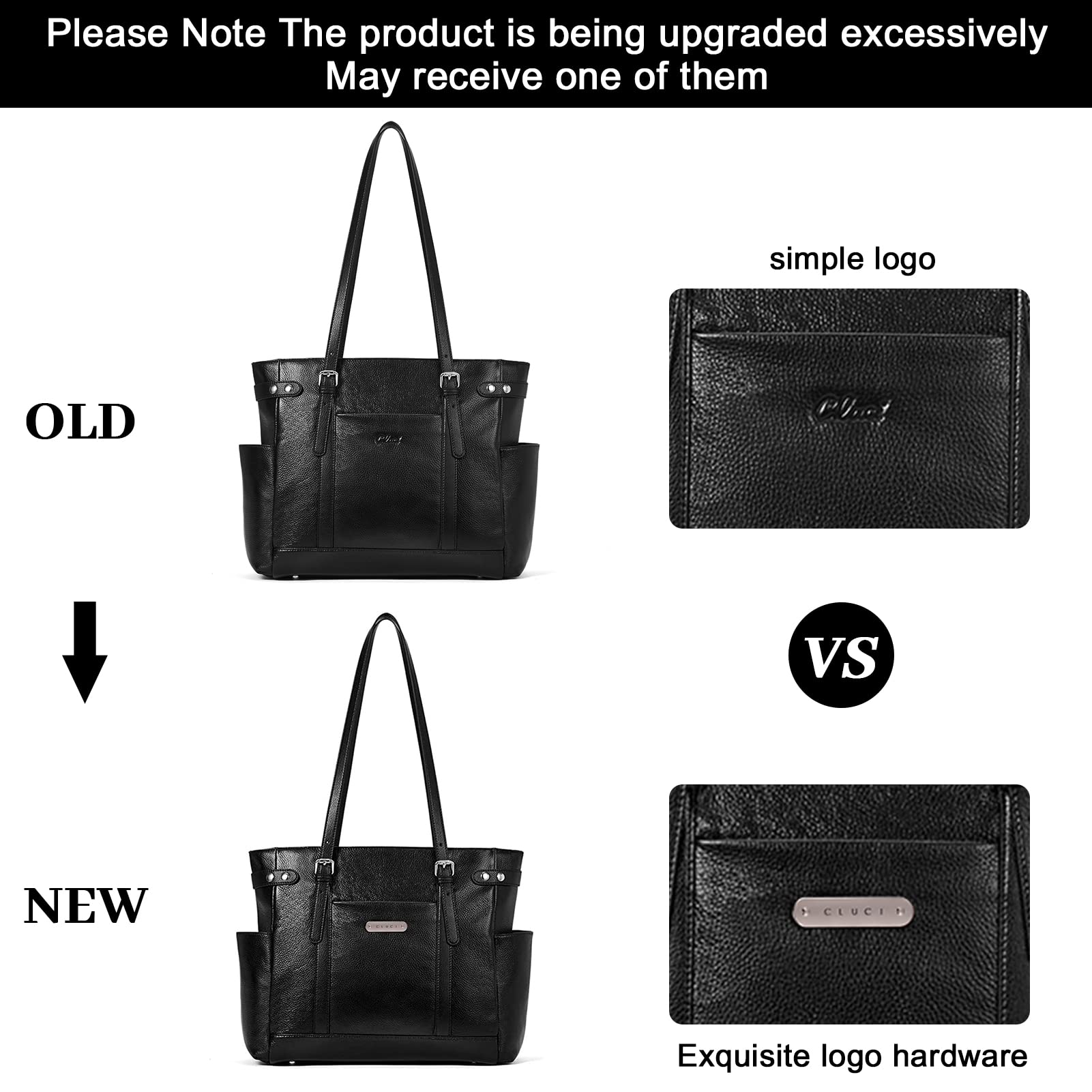 CLUCI Genuine Leather Laptop Tote Bag for Women - 15.6 Inch Professional Work Briefcase & Shoulder Bag - Perfect for Office, Business Travel & Daily Commute