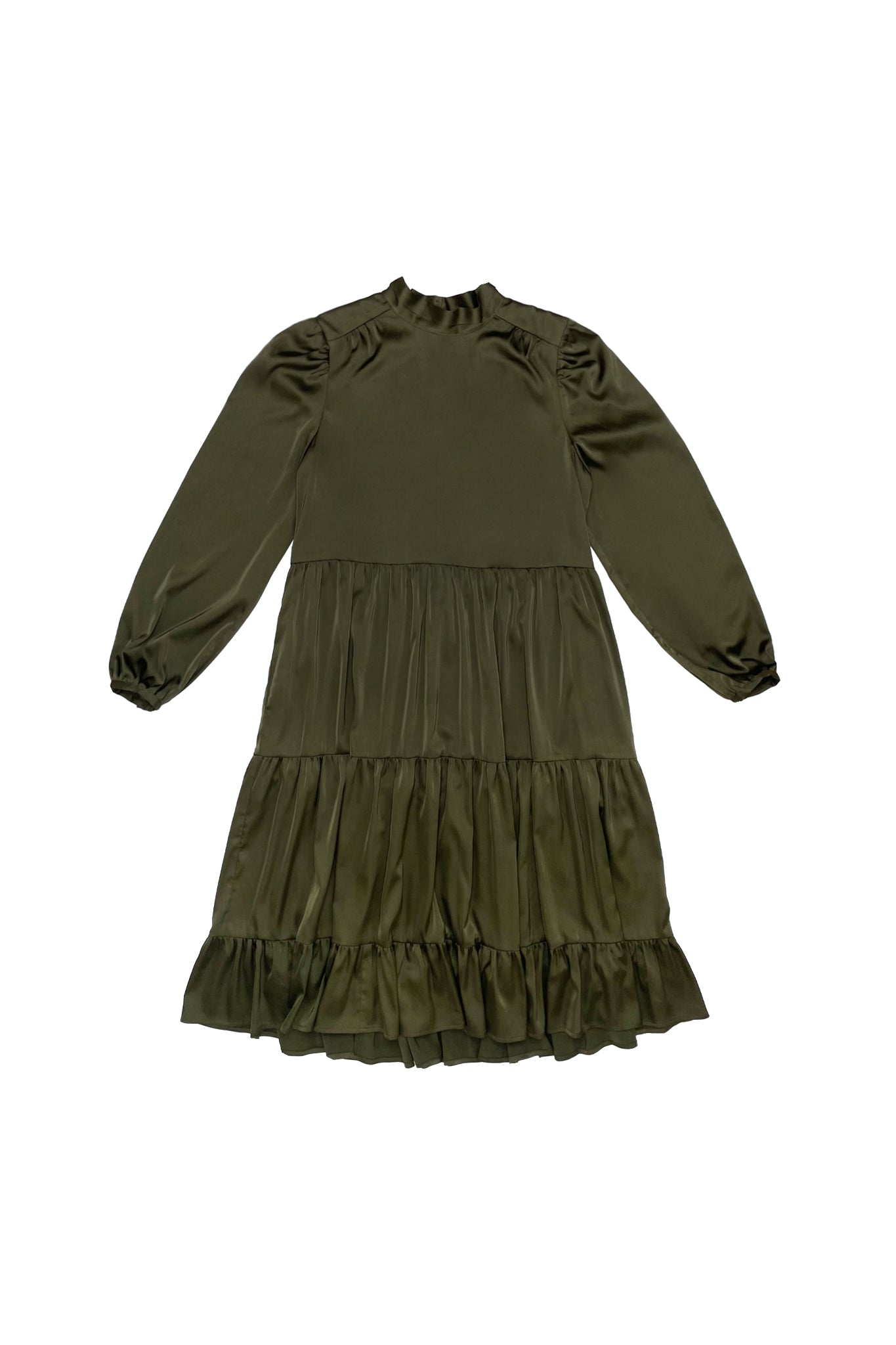 Zaikamoya Emily Olive Green Dress for Women - Elegant Flowy Midi Dress for Casual Wear, Office, and Special Occasions
