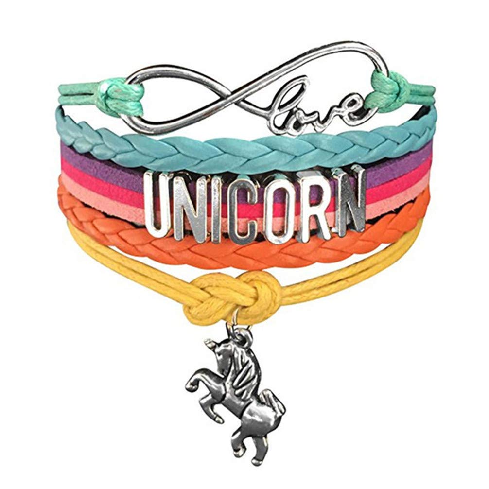 LoveAloe Handmade Cute Unicorn Bracelet with Alphabet Charms - Infinity Braid Friendship Bracelet for Teen Girls - Perfect Gift for Birthday, Valentine's Day & Best Friend Jewelry