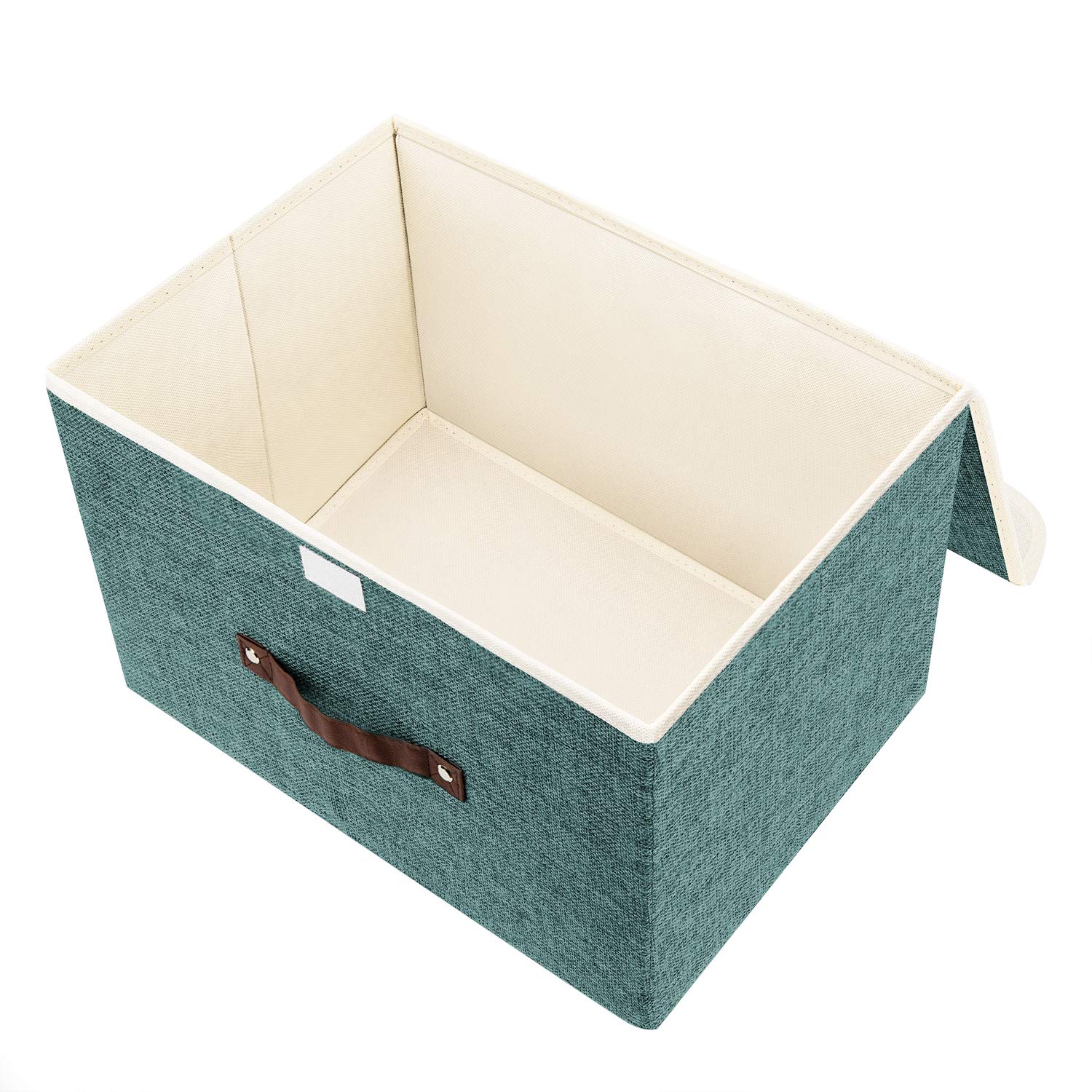Foldable Fabric Storage Boxes 5-Pack with Lids - Closet, Office & Toy Organization - Aqua Deep