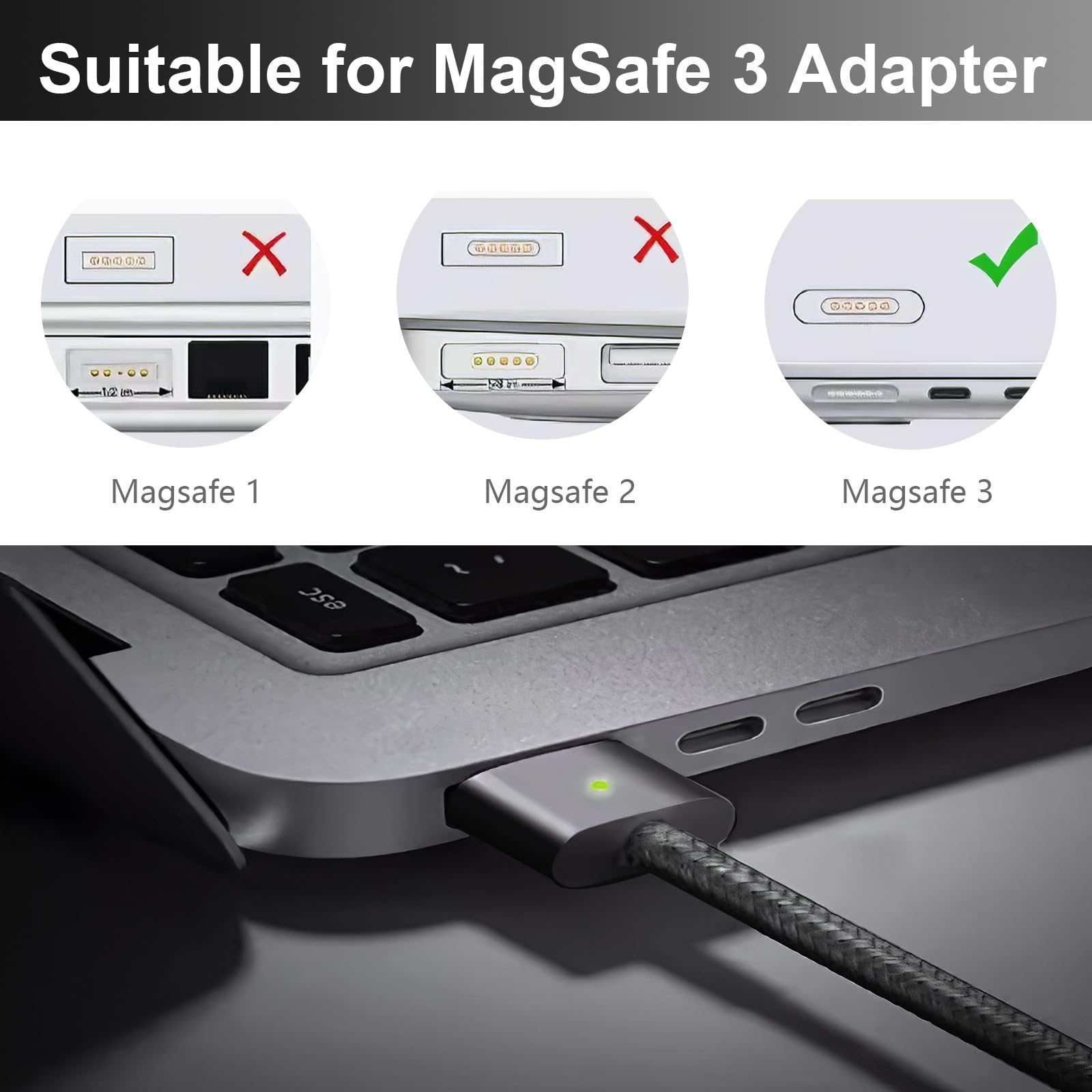 ORUZA 140W USB C to MagSafe 3 Fast Charging Cable - PD Compatible with MacBook Pro 14/16 Inch & MacBook Air M2 - High Speed Power Delivery for Apple Laptops - Perfect for Home, Office & Travel Use - Black