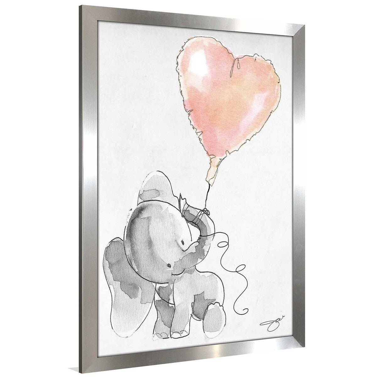 Jodi Print Baby Elephant Heart Acrylic Wall Art - Cute Nursery Decor, Kids Room Decoration, Baby Shower Gift Idea for Animal Lovers