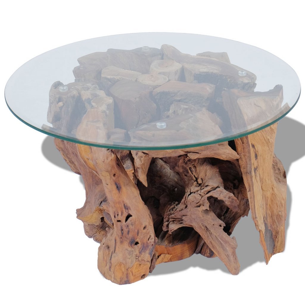 Solid Wood Round Coffee Table with Tempered Glass - Perfect for Living Room & Office