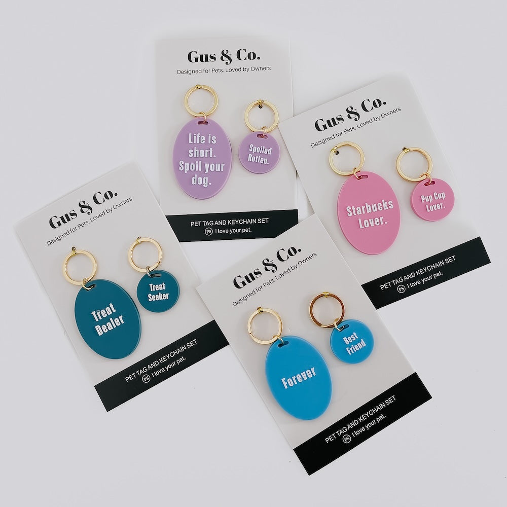 Gus & Co Personalized Dog Tag and Keychain Set - Engraved Pet ID & Key Ring for Dogs, Cats - Perfect for Pet Safety, Gifts, and Everyday Use
