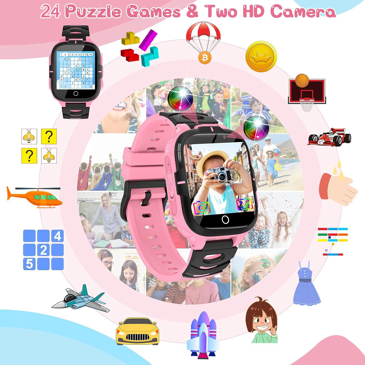 ELEJAFE Kids Smart Watch for Boys & Girls - 2 Cameras, Video, 16 Games, SOS Call, Flashlight, MP3 Player, Alarm Clock | Perfect Birthday Gift for Ages 3-12 | Ideal for Outdoor Play, School Safety & Parent-Child Communication