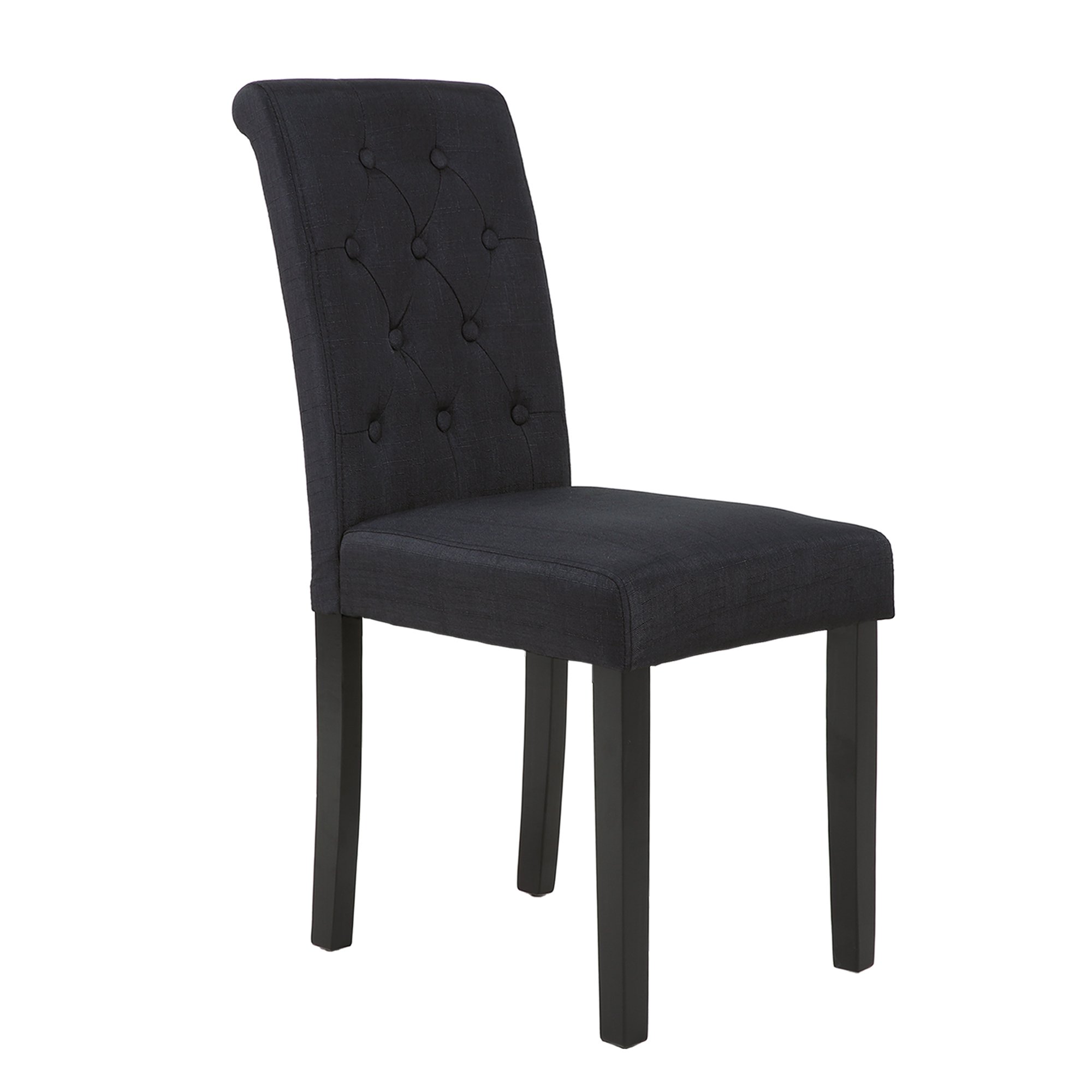 Set of 6 Upholstered Fabric Dining Chairs with Button-Tufted Back - Modern Living Room & Kitchen Chairs for Home, Restaurant or Office (Black, 6-Piece Set) - Perfect for Dining Rooms, Kitchen Islands and Entertaining Guests