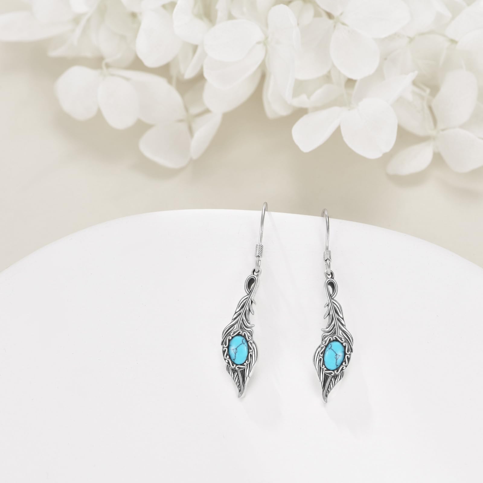 ONEFINITY Boho Earrings for Women - 925 Sterling Silver Sun and Moon Dangle Earrings with Feather Details | Hippie Jewelry Gift | Perfect for Festivals, Parties & Boho Fashion