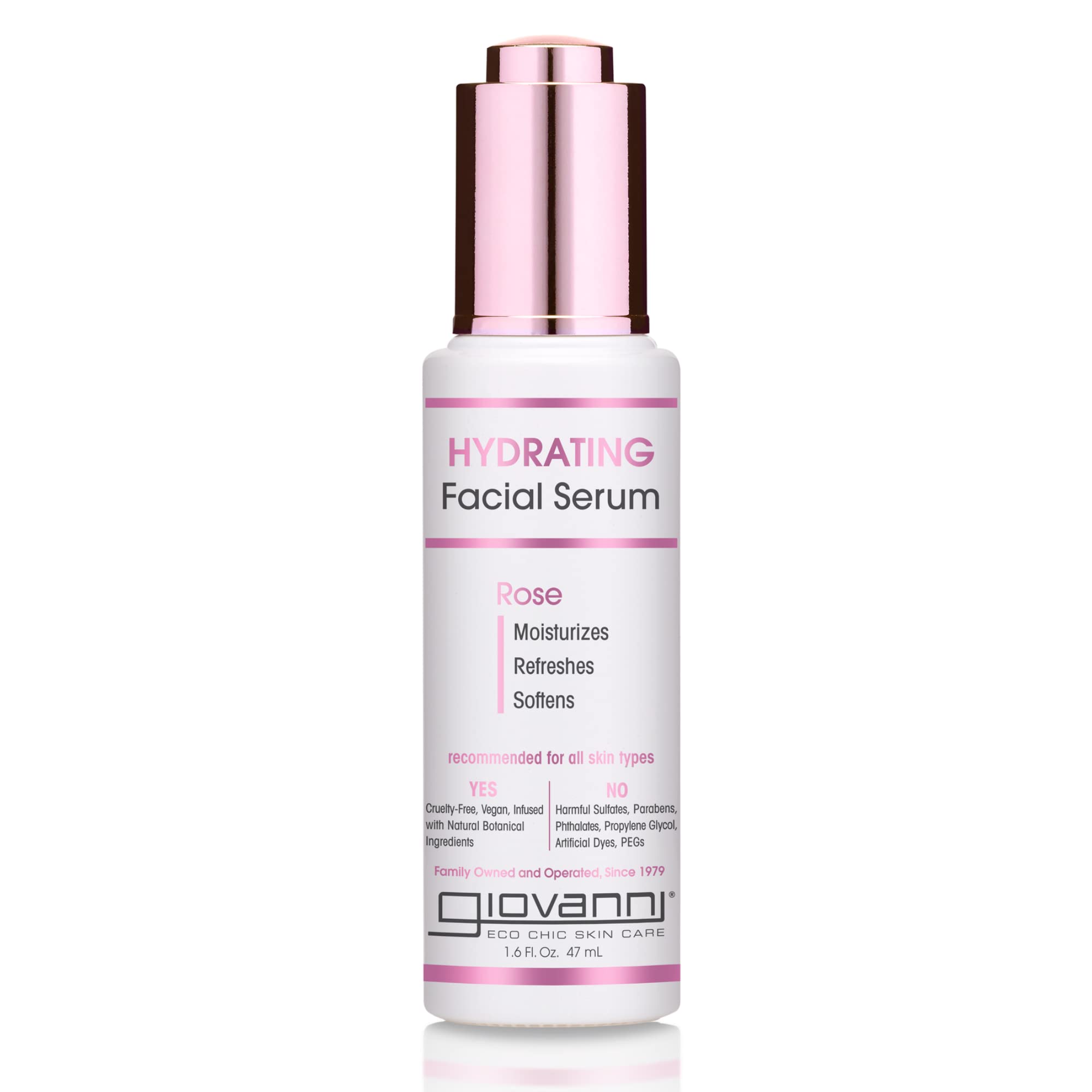 GIOVANNI Hydrating Rose Facial Serum - 1.6 Fl Oz | Moisturizing & Refreshing Face Serum with Natural Rose Extract | Softens & Nourishes Skin | Perfect for Dry Skin Care & Daily Hydration Routine