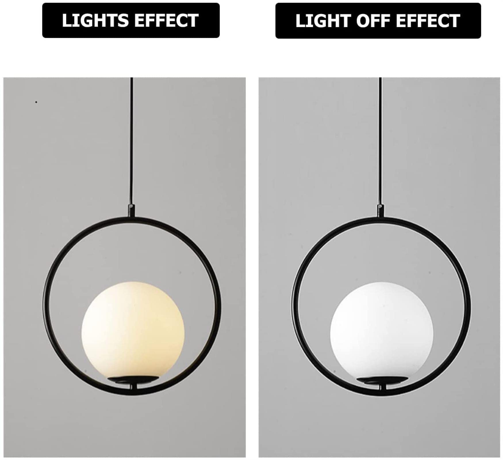 Modern Frosted Glass Globe Pendant Light - Adjustable 59In Hanging Chandelier for Kitchen Island, Dining Room & Bedroom - 11.8In Diameter Ceiling Fixture - Perfect for Ambient Lighting Over Tables, Countertops and Living Spaces