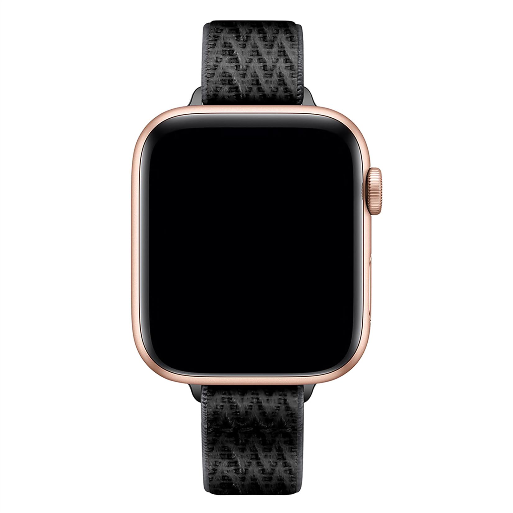 SICCIDEN Slim Stretchy Nylon Watch Band Compatible with Apple Watch Series 10/9/8/7/6/5/4/3/2/1 & Ultra 2/1 - 42mm/44mm/45mm/46mm/49mm - Women's Elastic Thin Strap (Dark Black/Rose Gold) | Perfect for Workouts, Running & Everyday Wear