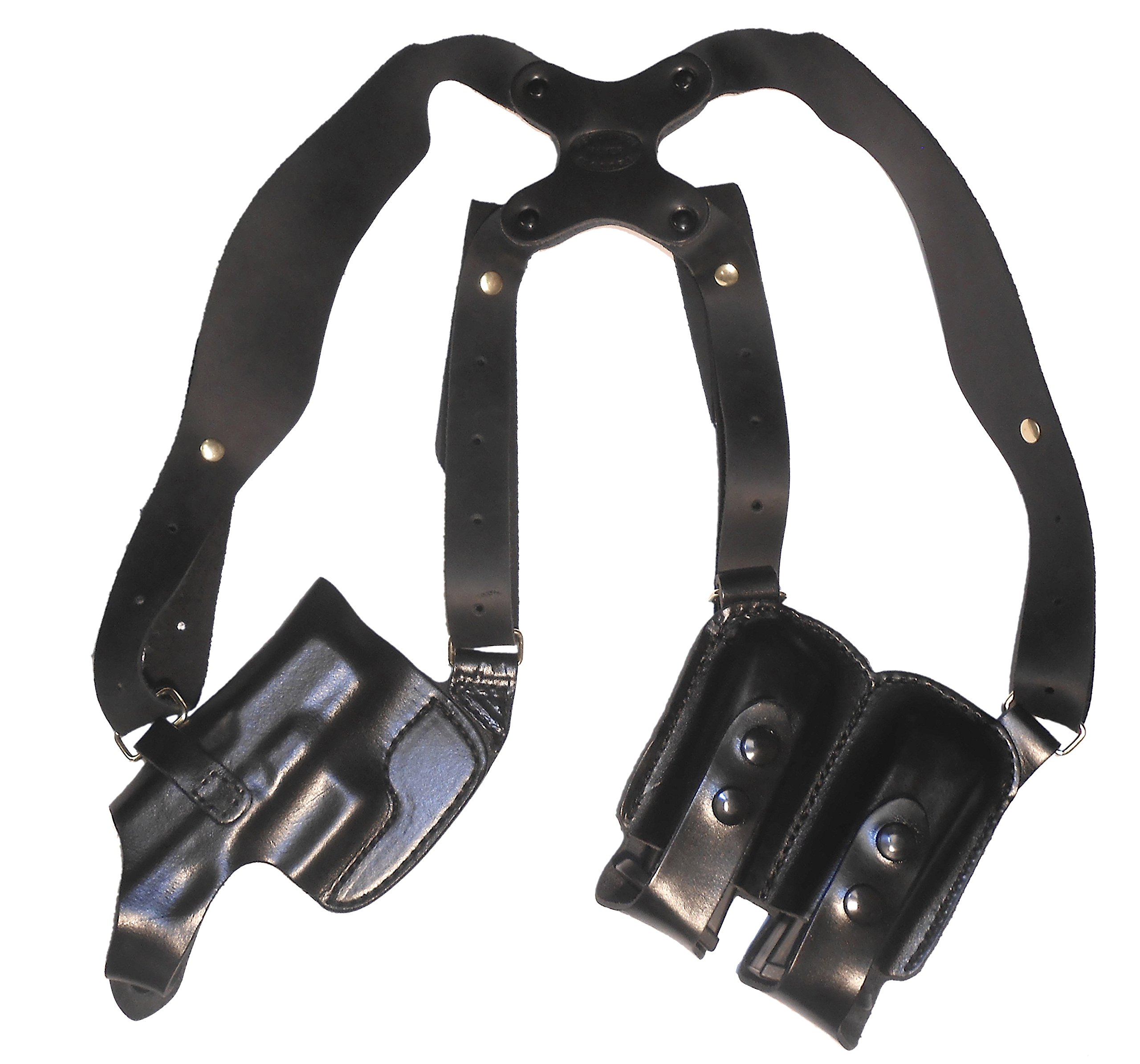 Springfield XDE 3.3 Leather Shoulder Gun Holster - Right/Left Hand Horizontal Carry (Black/Brown) | Concealed Carry Comfort for Outdoor, Hunting & Personal Protection