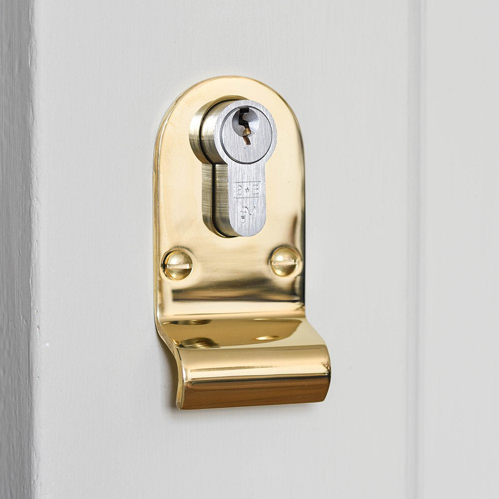 Polished Brass Euro Cylinder Latch Pull - Vintage Style Cabinet & Drawer Hardware for Kitchen, Bathroom & Furniture - Durable & Elegant Home Decor Upgrade