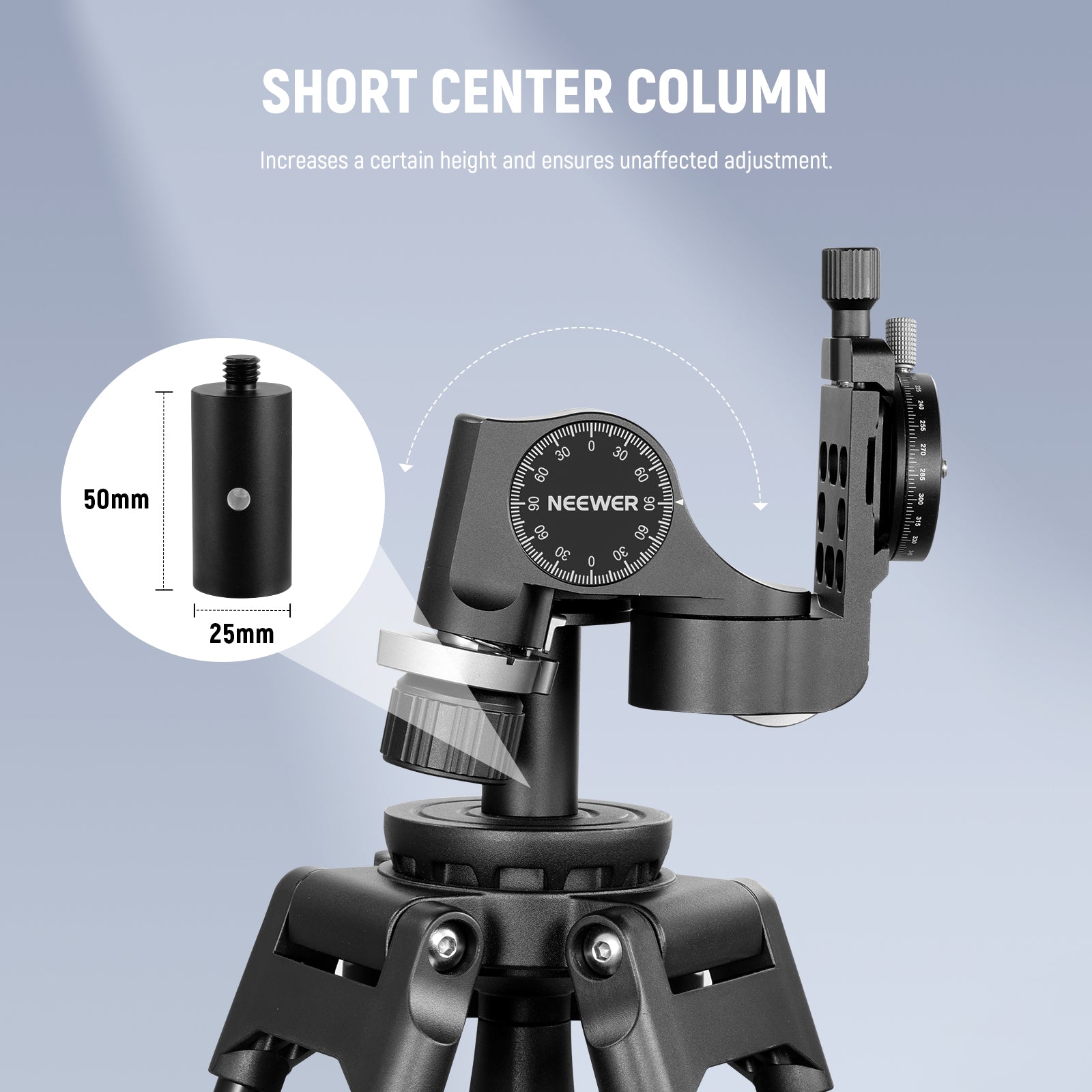 NEEWER TH15/TH16 3-Way Geared Tripod Head for DSLR Camera - Professional Fluid Video Head with Smooth Pan Tilt Controls - Perfect for Photography, Videography & Live Streaming