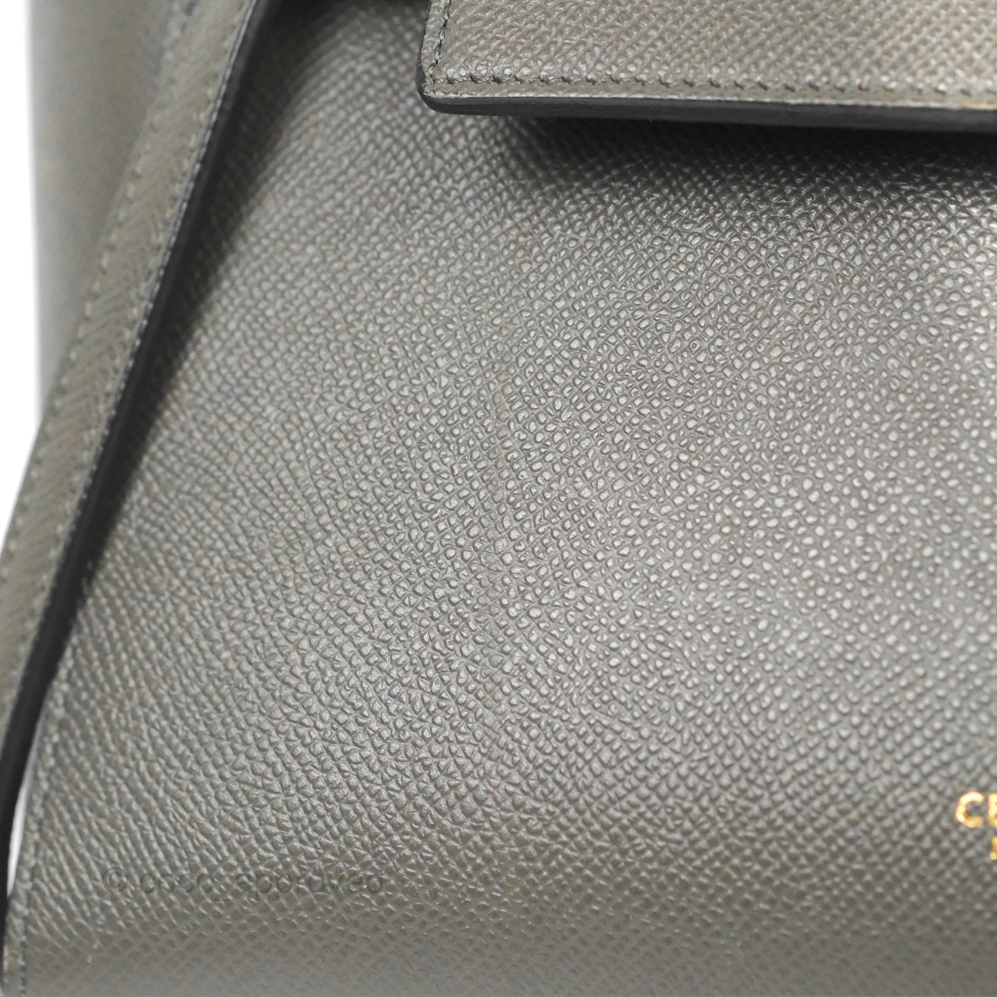 Celine Micro Belt Bag in Grey Grained Calfskin with Gold Hardware - Luxury Crossbody Bag for Women, Perfect for Work, Travel & Everyday Use