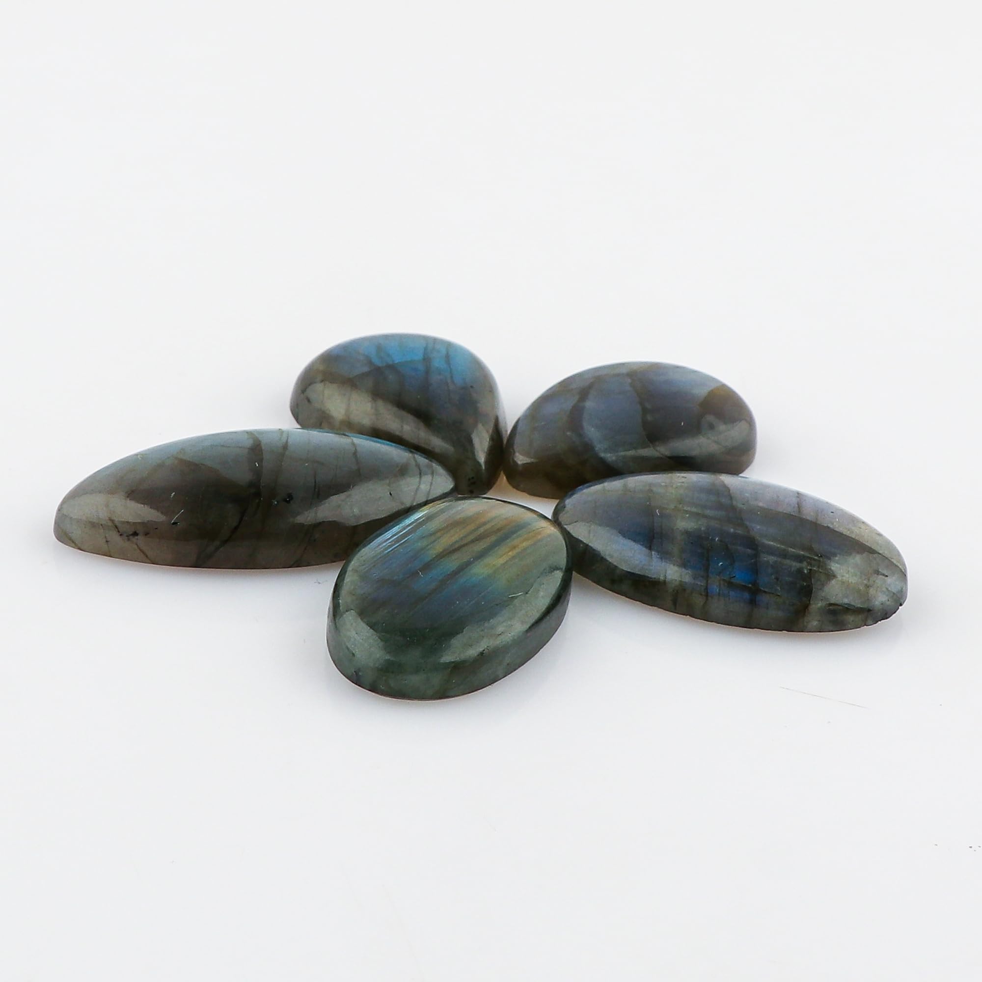 5pcs Natural Labradorite Cabochons for Jewelry Making & Healing