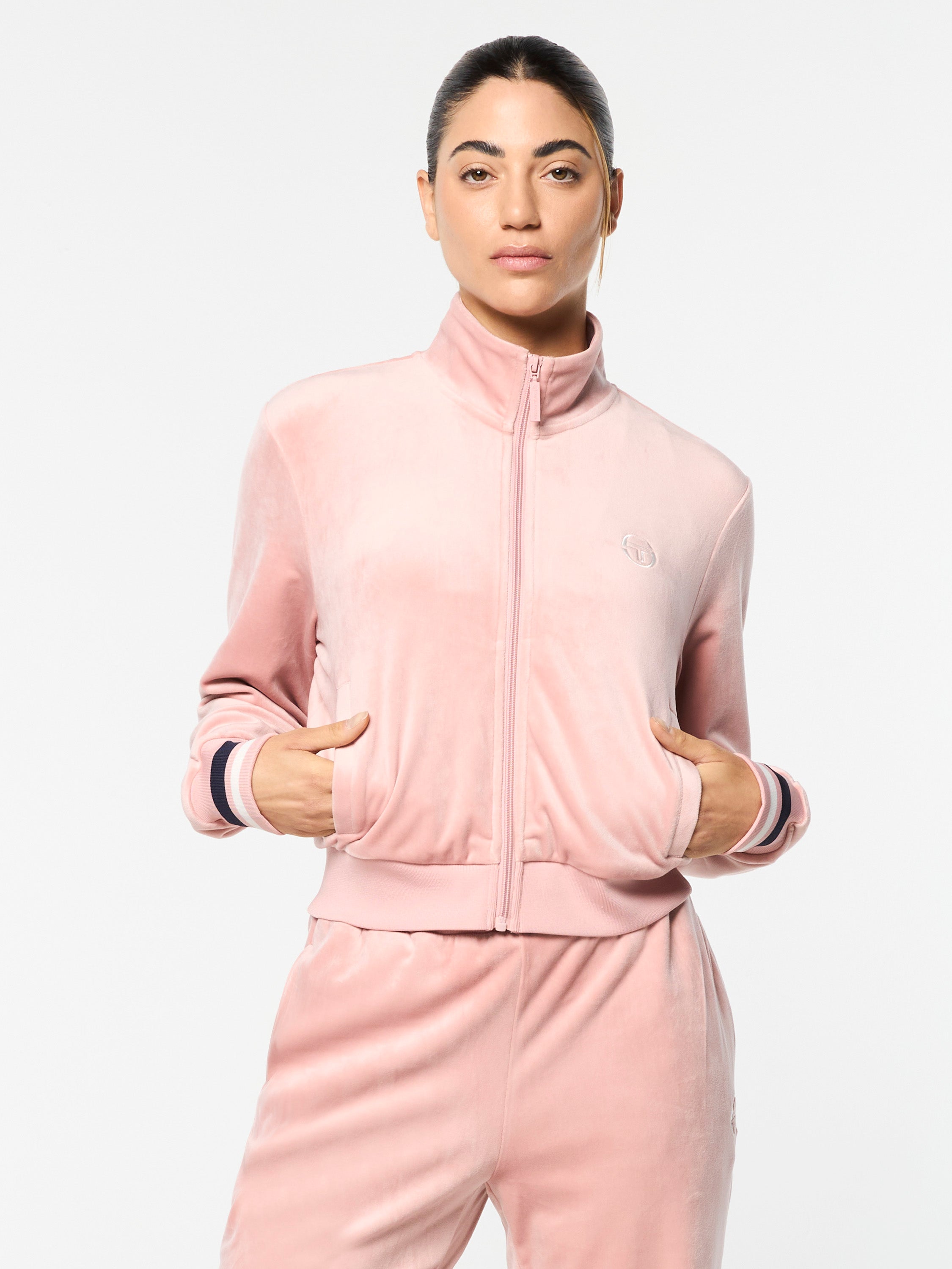Adele Velour Track Jacket for Women - Soft Pale Mauve Zipper Jacket, Cozy Loungewear & Casual Outerwear for Everyday Wear, Gym, and Travel