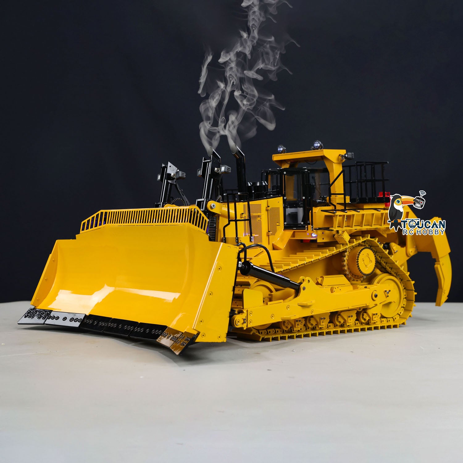 1/14 Scale D11T RC Hydraulic Bulldozer with 3 Plow - Heavy Duty Remote Control Dozer with Sound, Light & Smoke - Pre-Assembled & Painted - Perfect for Construction Enthusiasts & Collectors