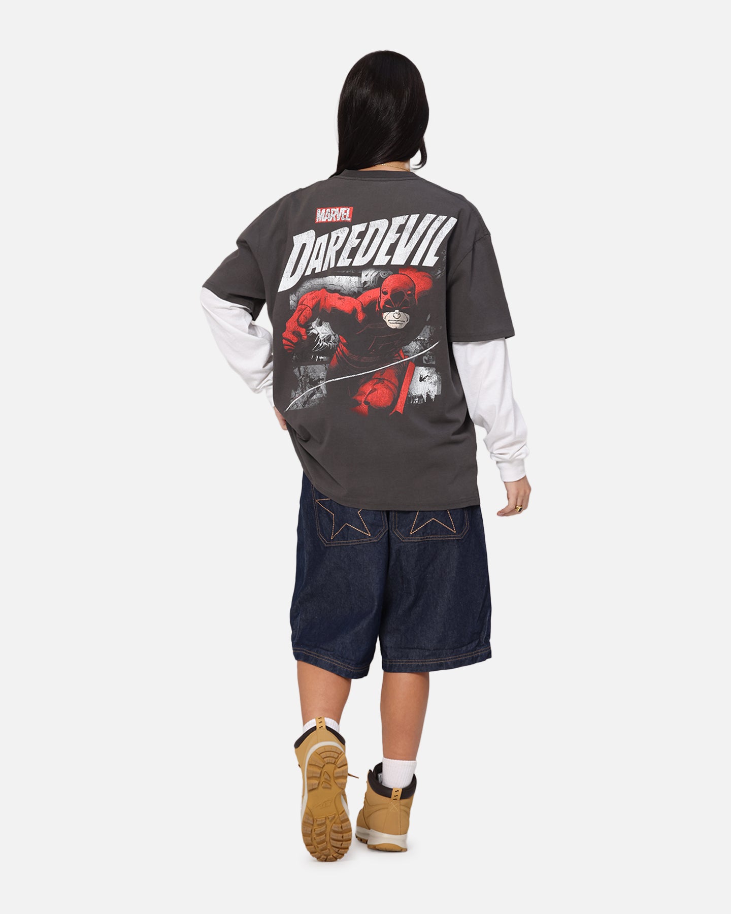 Marvel Daredevil Graphic T-Shirt for Men - Vintage Superhero Tee with Black Wash - Perfect for Cosplay, Comic Con & Casual Wear