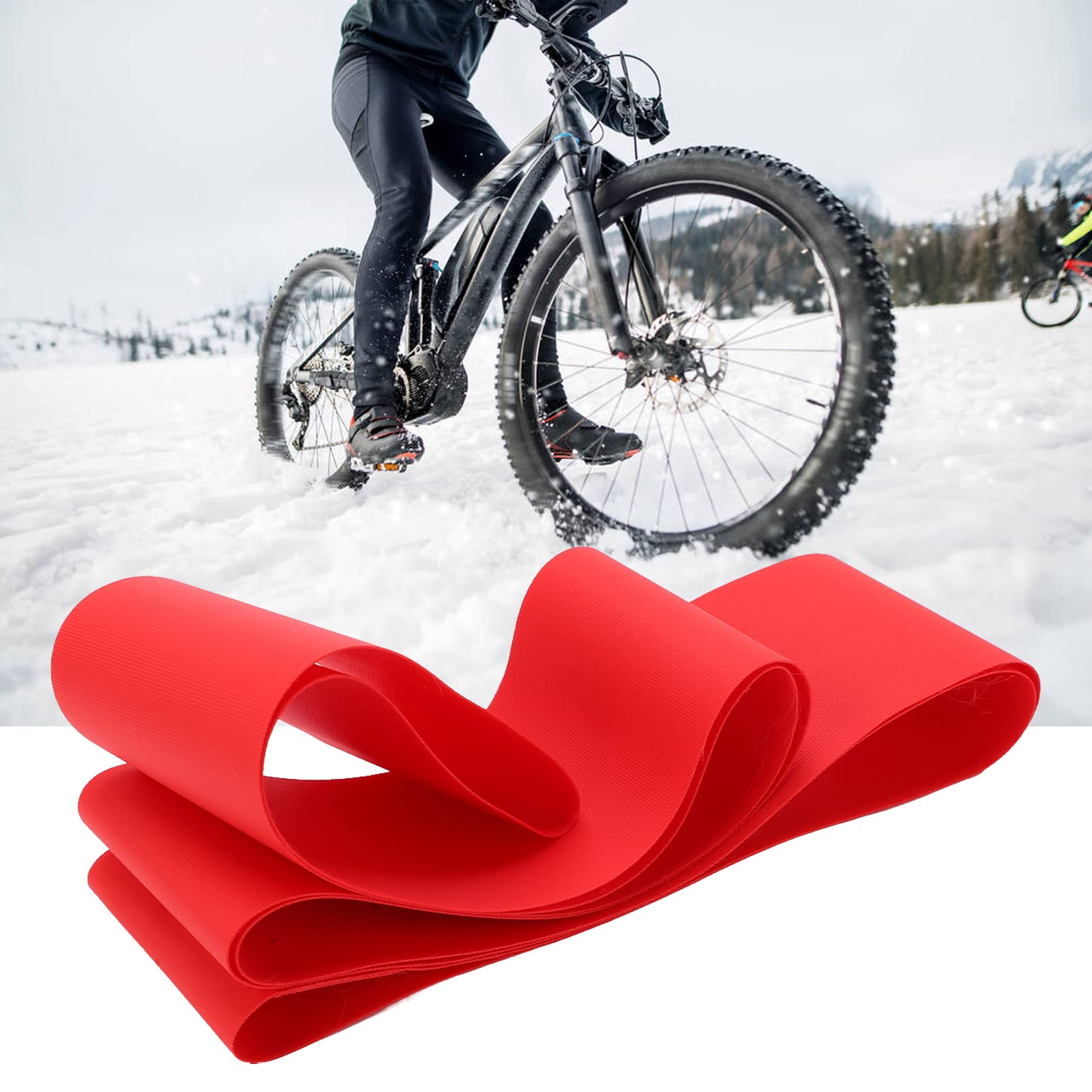 BORDSTRACT 65mm Wide PVC Bicycle Rim Strips - 26 Inch Bike Tire Protective Liner for Mountain, Road & Folding Bikes - Anti-Puncture Inner Tube Cushion (Red) | Perfect for Commuting, Trail Riding & Urban Cycling