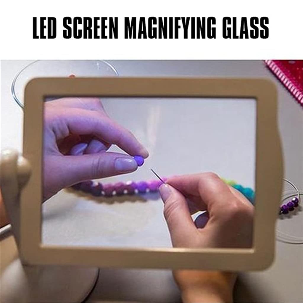 QHYXT Brighter LED Screen Magnifier - Hands-Free Reading Viewer with 3X Magnification, Portable Magnifying Glass for Books, Newspapers & Small Print - Perfect Gift for Seniors & Parents (Ideal for Reading, Crafts & Hobbies)