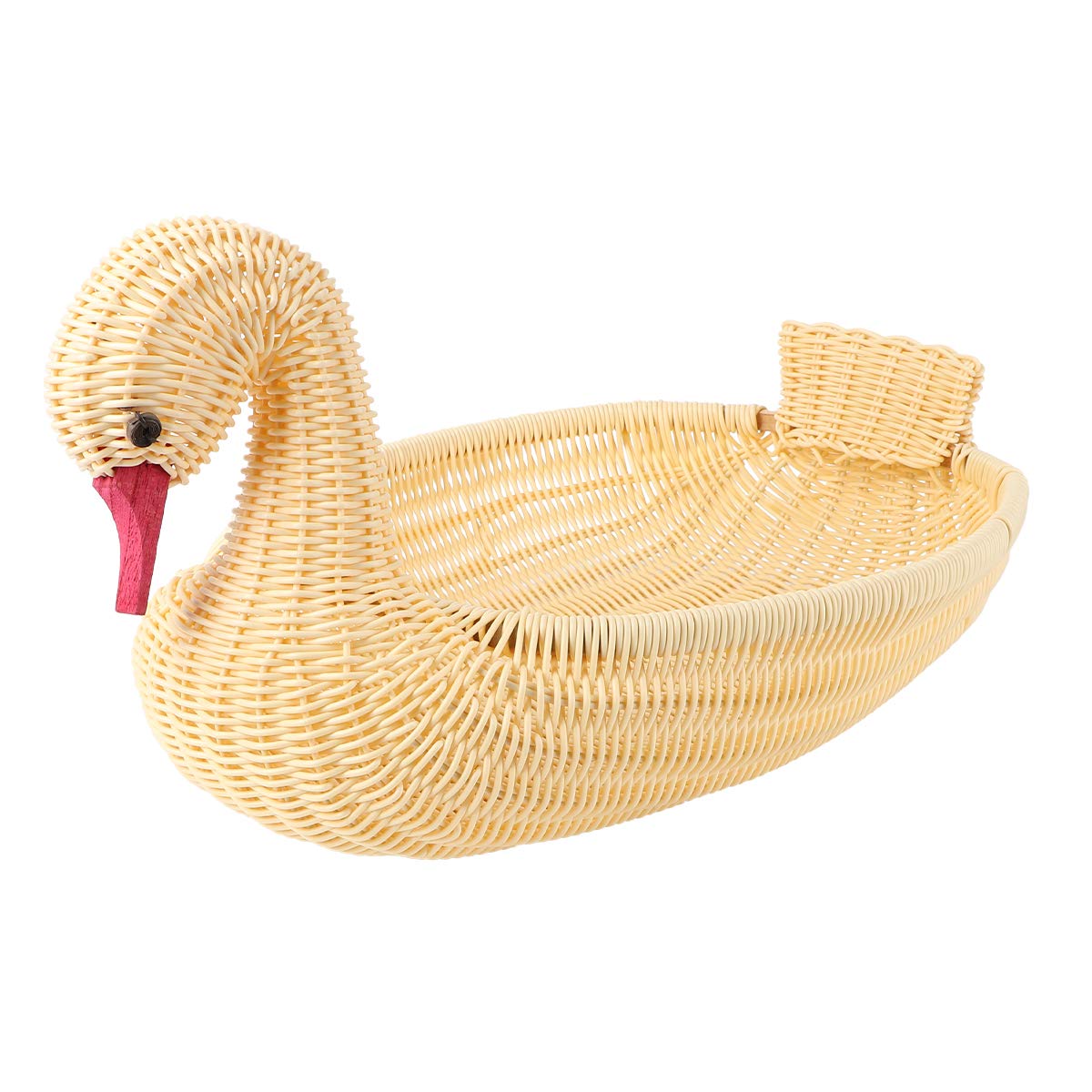 1Pc Imitation Rattan Basket - Decorative Swan Fruit Basket for Candy, Snacks & Jewelry | PP Wicker Material | Perfect for Kitchen, Dining Table, Party Serving & Home Decor