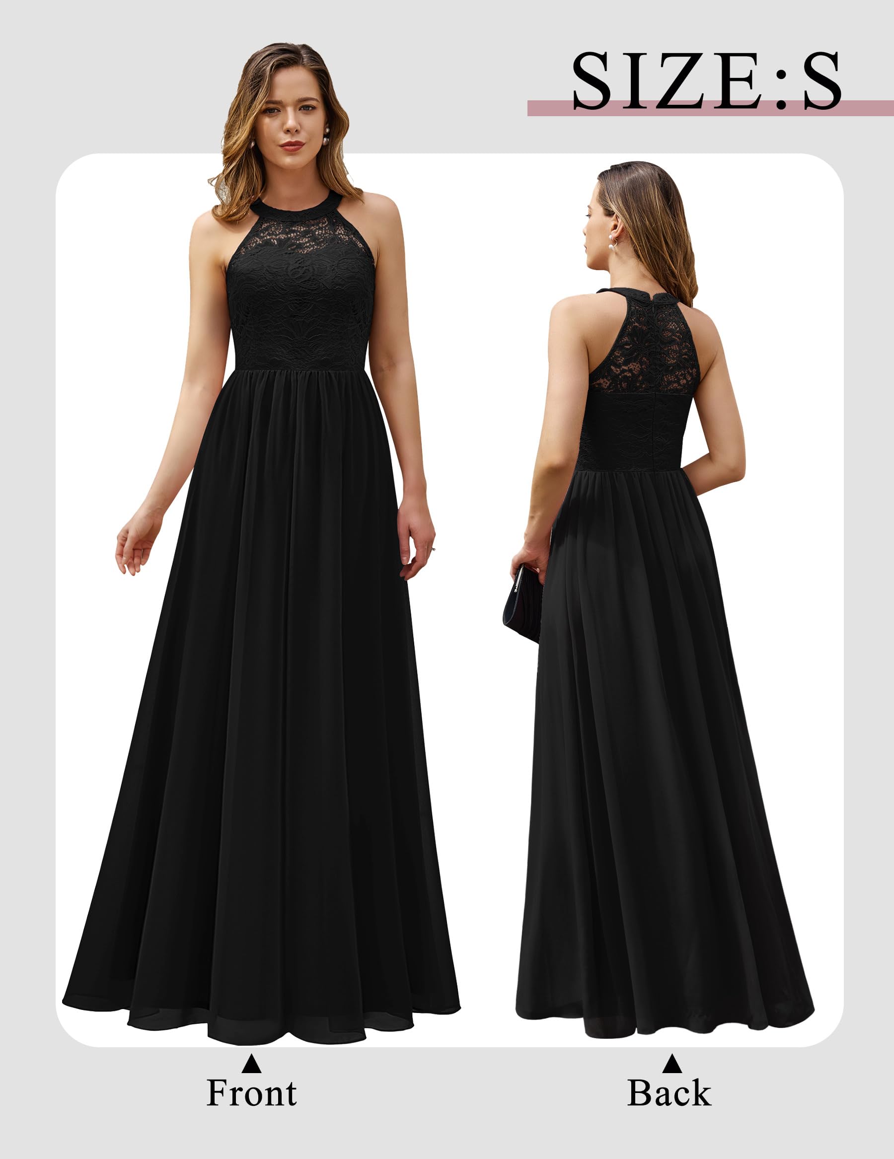 Wedtrend Women's Formal Prom Dress - Elegant Halter Long Gown with Floral Lace for Bridesmaids, Evening Party & Wedding Guest Attire
