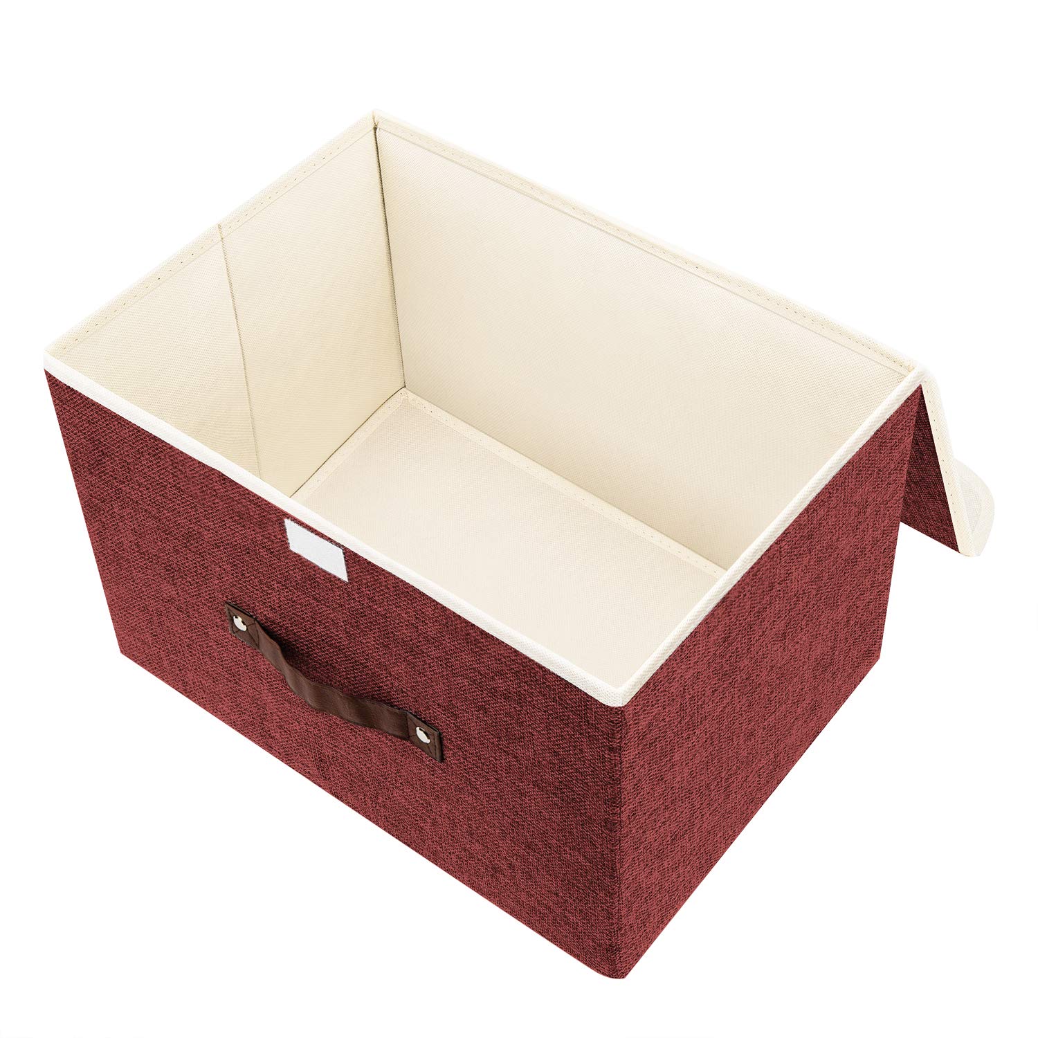 TYEERS 5-Pack Foldable Fabric Storage Bins with Lids - Closet, Office & Toy Organizer - Red Wine