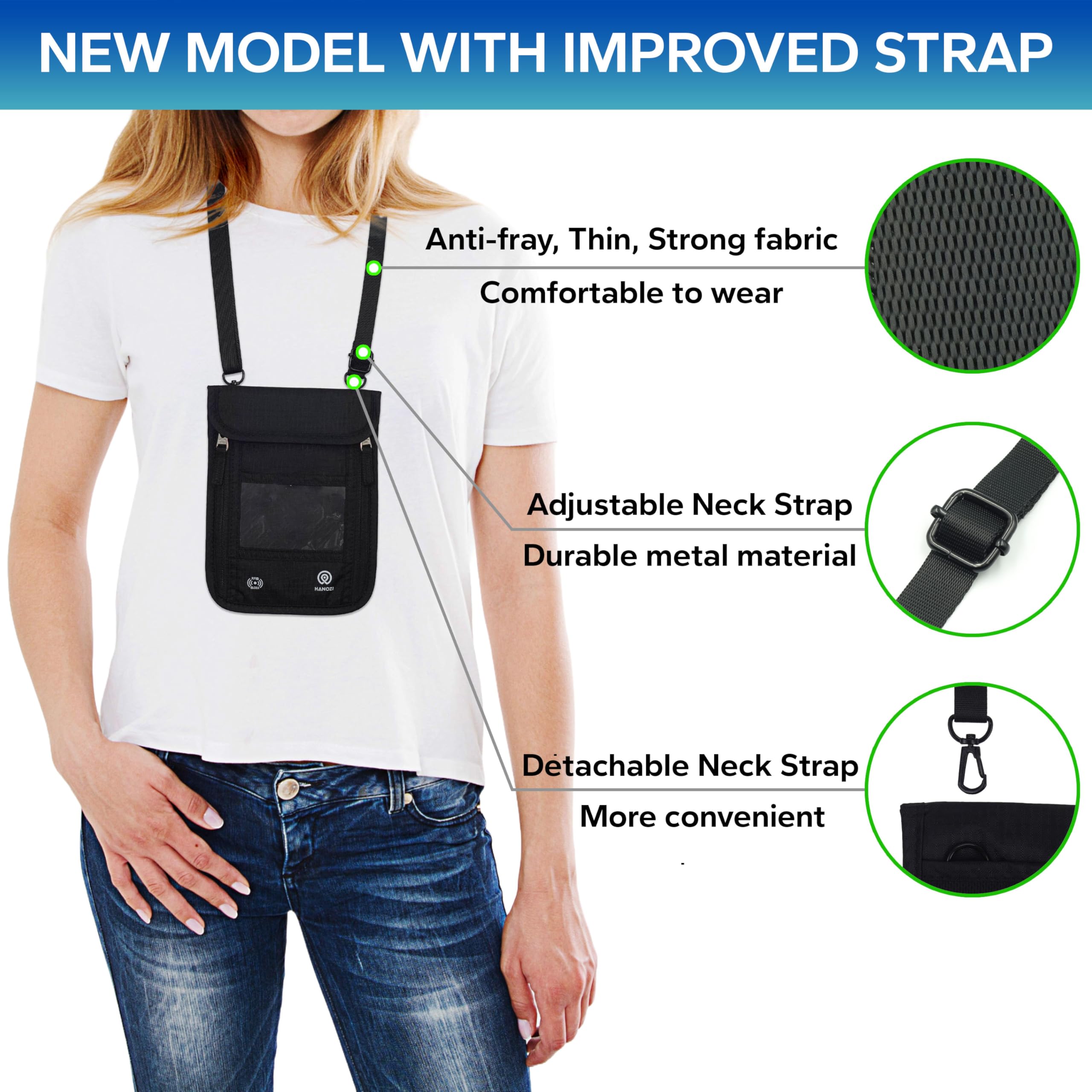 RFID Blocking Travel Neck Wallet for Women & Men - Slim Passport Holder with Secure Pouch for Cash, Credit Cards & Documents | Ideal for Airports, Sightseeing & International Travel