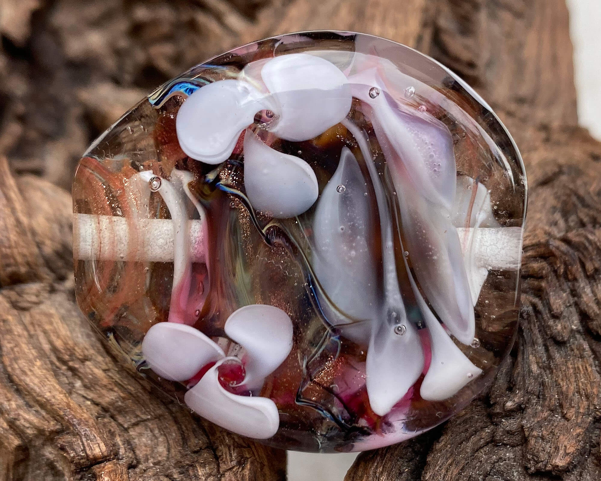 Japanese Cherry Blossom Lampwork Glass Focal Bead for Jewelry Making - Handmade Artisan Bead for Necklaces, Bracelets, DIY Crafts - Perfect for Spring & Wedding Accessories