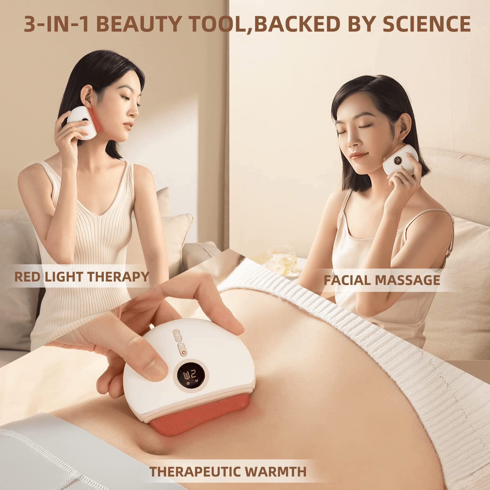 Electric Gua Sha Face Massager with Heat & Vibration - Anti-Aging Facial Tool for Wrinkle Reduction, Skin Tightening and Relaxation - Perfect for Home Spa, Skincare Routine and Self-Care