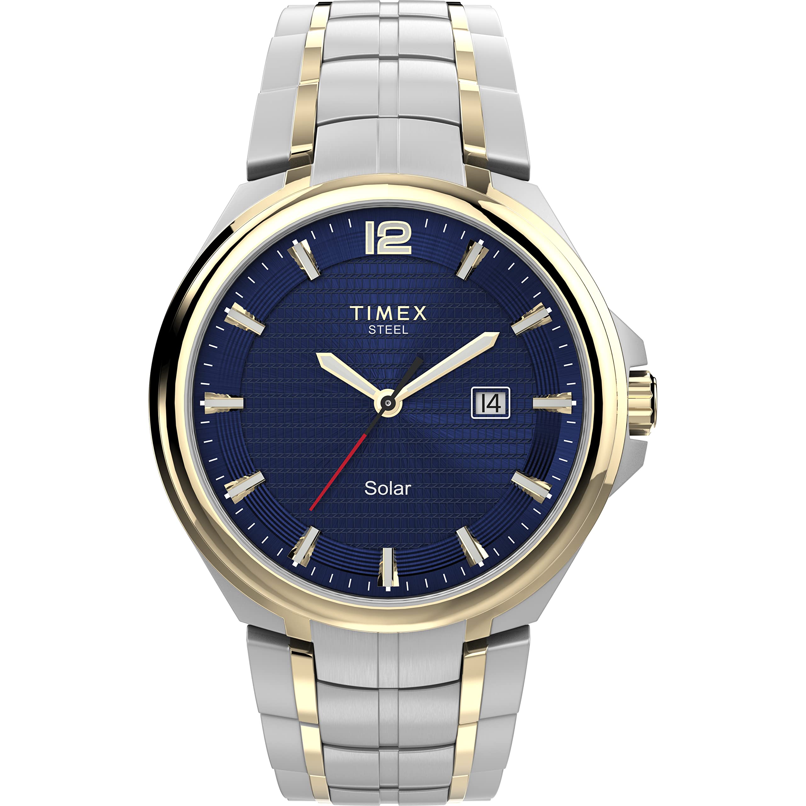 Timex Men's Solar-Powered Dress Watch 44mm - Classic Stainless Steel Watch for Business & Formal Occasions