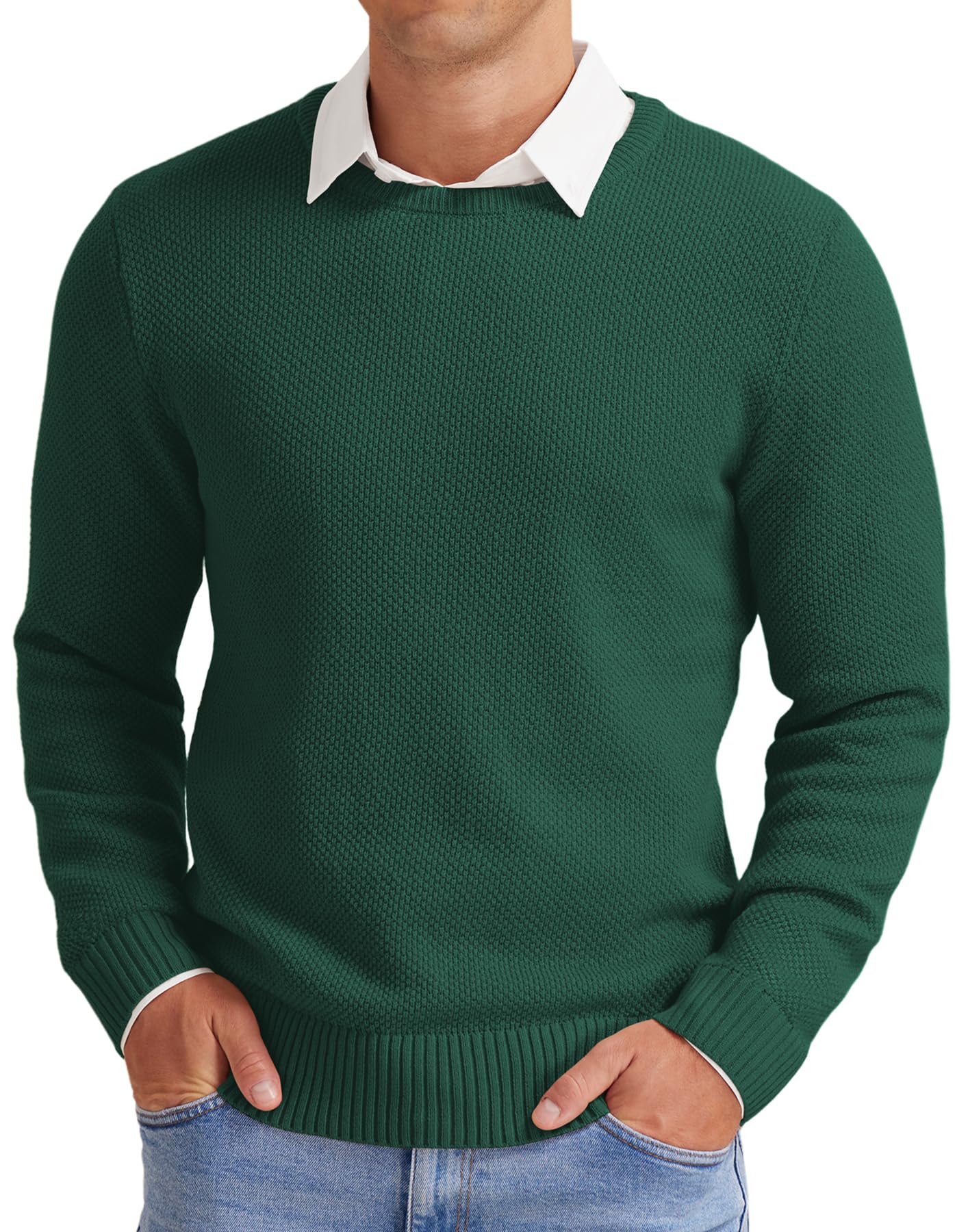 Men's Classic Crewneck Sweater - Soft Lightweight Knit Pullover with Ribbed Edge | Casual Winter Wear & Layering Essential for Men