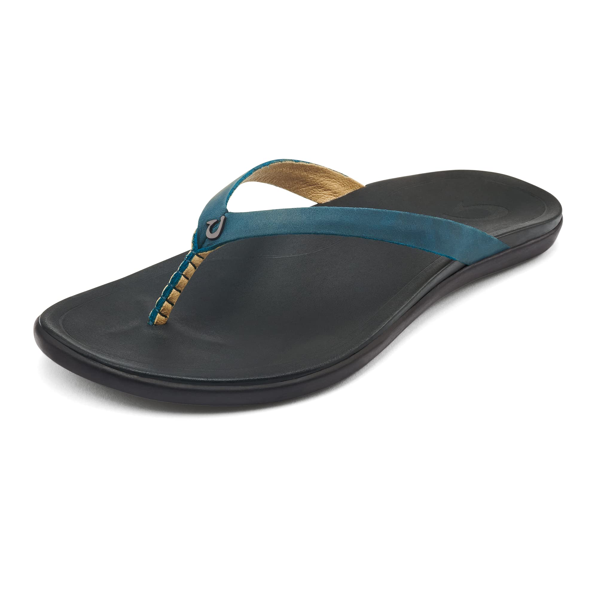 OLUKAI Women's Ho'Opio Leather Sandals - Dark Red/Dark Java | Comfortable Flip Flops for Beach, Vacation & Casual Wear