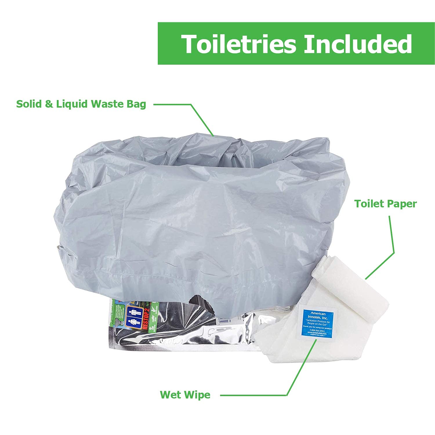 2-Pack Wilderness Toilet Kit - 5 Leak-Proof Portable Waste Bags for Solid & Liquid Waste + Mesh Tote | Camping, Hiking, Emergency Preparedness & Outdoor Adventures