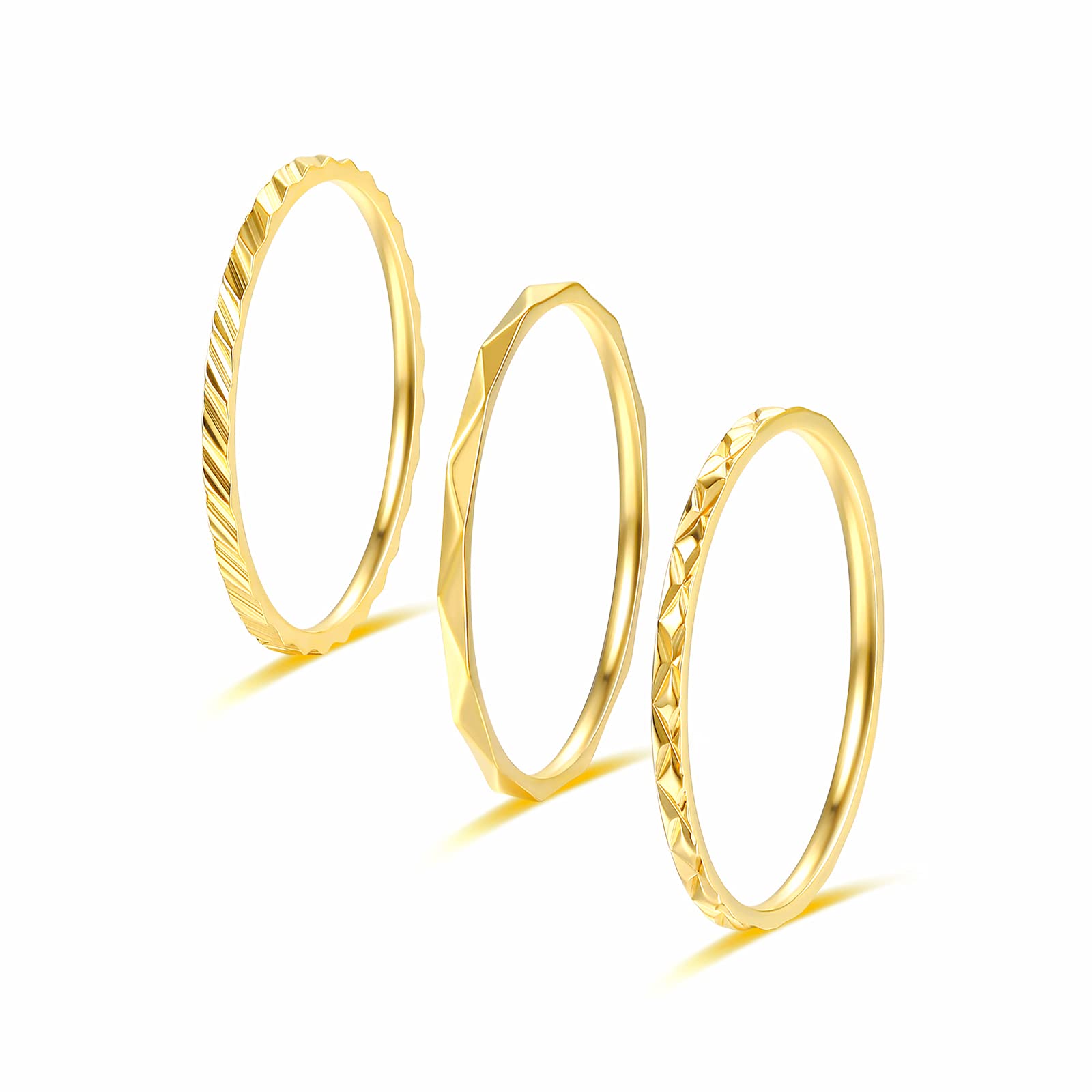 KAZITSAN 1mm Stainless Steel Rings for Women & Men - Silver/Rose Gold Stackable Bands for Wedding & Daily Wear