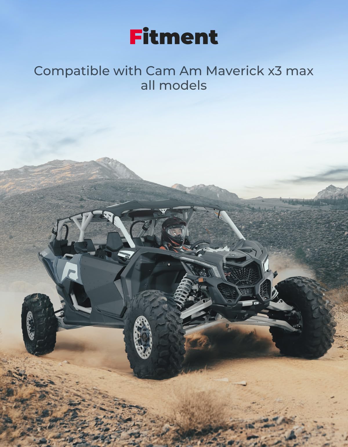 KEMIMOTO X3 Max Roof Wind Deflector & Sun Visor - Waterproof, Friction-Resistant Bimini Top for Can-Am Maverick X3 Max (2017-2025 4-Seat Models) - Perfect for Off-Roading, Beach Trips & Outdoor Adventures