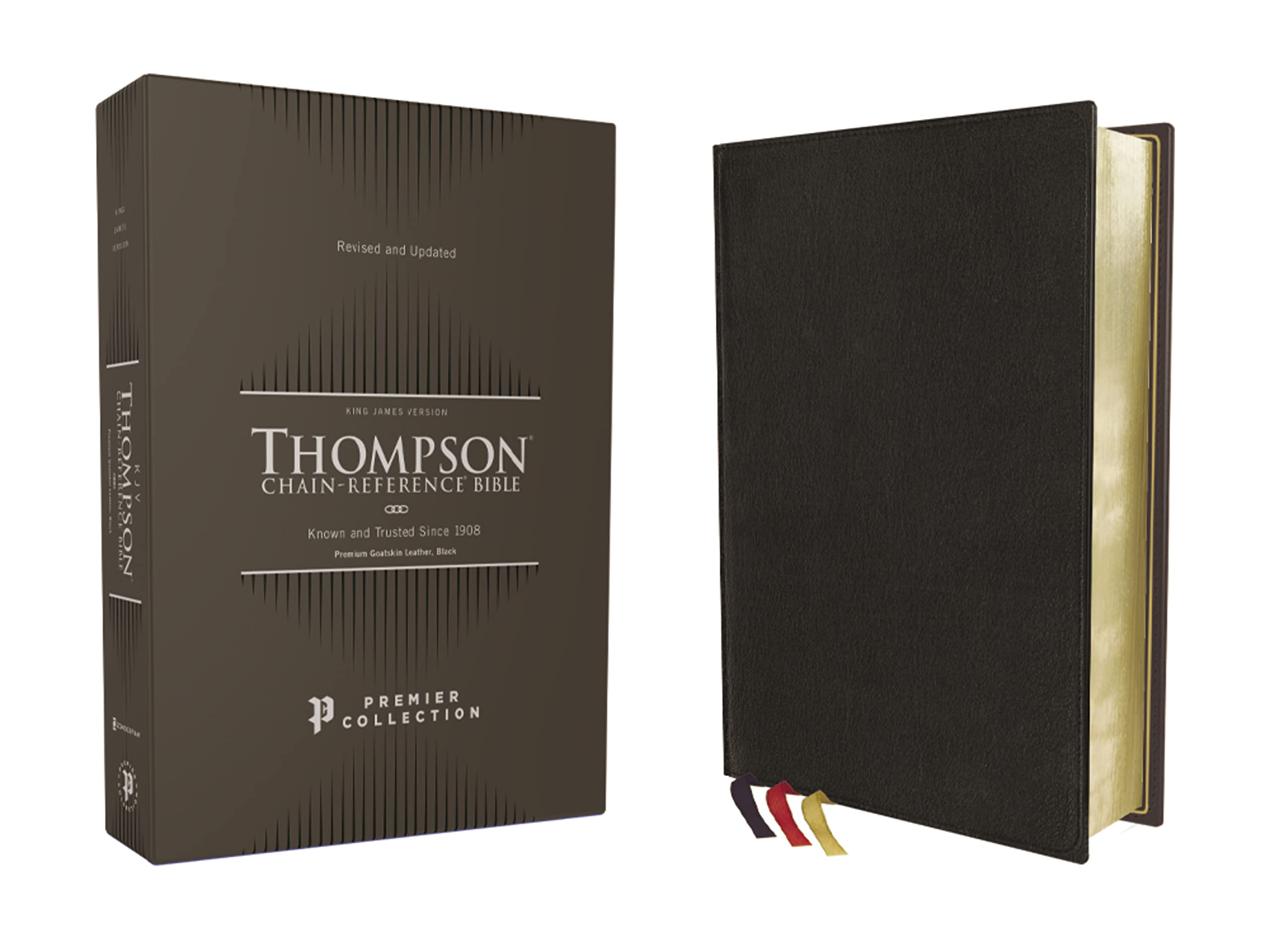 KJV Thompson Chain-Reference Bible - Premium Goatskin Leather, Black (Premier Collection) with Art Gilded Edges & Comfort Print - Perfect for Personal Study, Church Use & Gift Giving