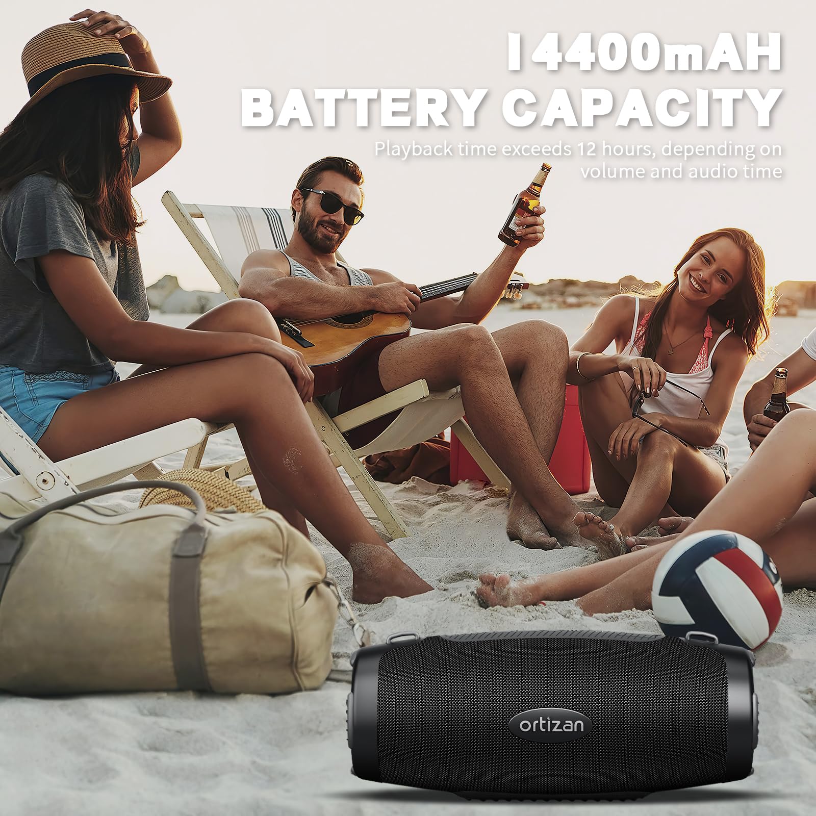 Ortizan 100W Bluetooth Speaker with LED Lights, IPX7 Waterproof Wireless Speaker, 20H Playtime, Dual Pairing - Perfect for Home, Party, Beach, Camping & Outdoor Adventures