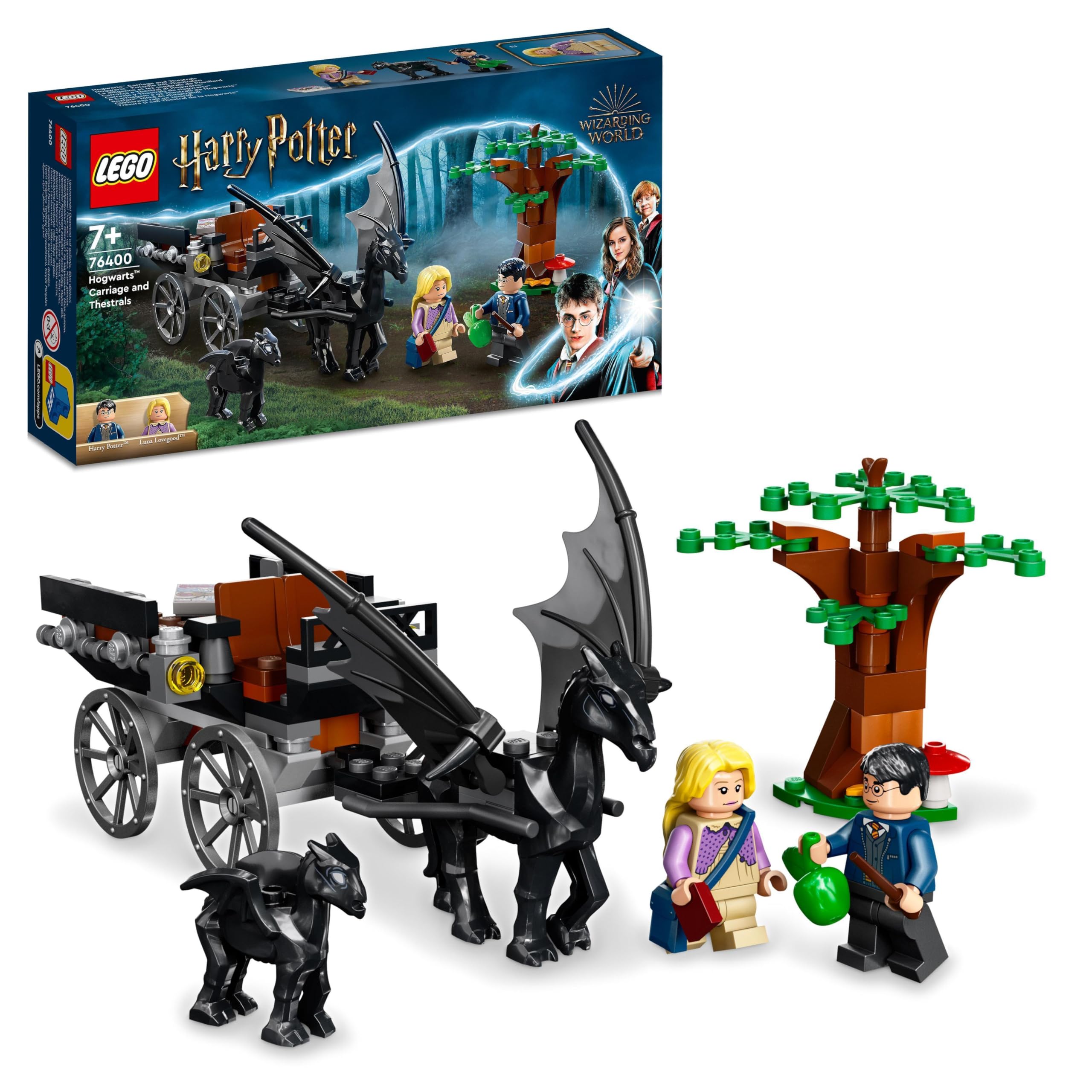 LEGO 76400 Harry Potter Thestral Carriage Hogwarts Toy Set with Minifigures – Magical Building Kit for Kids Ages 7+ | Wizarding World Playset for Creative Play & Collectors