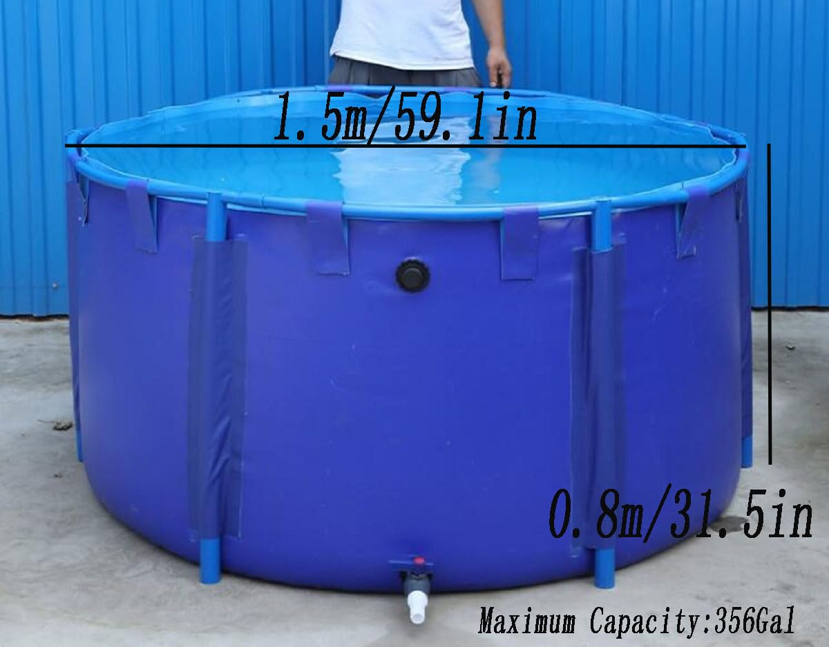 Blue PVC Above Ground Fish Pond Pool - 1.5x0.8m (356 Gallon) with Reinforced Frame & Thickened Canvas for Aquatic Breeding, Water Storage & Irrigation | Perfect for Backyard Koi Ponds, Garden Water Features & Small Farm Irrigation Systems