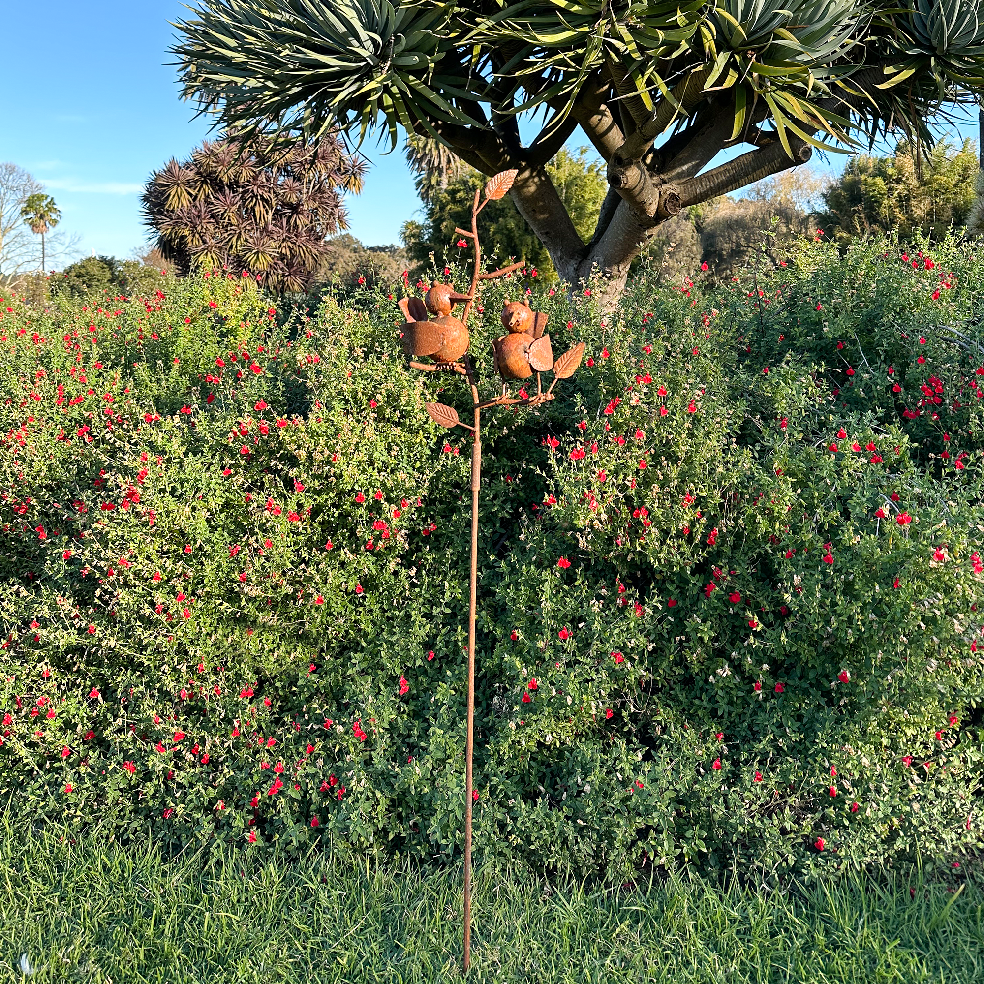W4053 Long Garden Stake with Two Decorative Birds - Perfect for Outdoor Lawn, Yard, and Flower Bed Decor