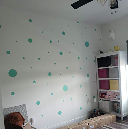 Polka Dot Wall Stickers - Self-Adhesive Vinyl Wall Decals for Home Decor, Nursery, Kids Room & Office (Mint Green Circles, Easy to Apply & Remove)