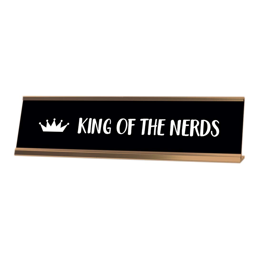 King of The Nerds Desk Sign - 2 x 8 Inch Funny Office Name Plate - Perfect for Computer Workstations, Gaming Setups & Nerdy Gift Ideas