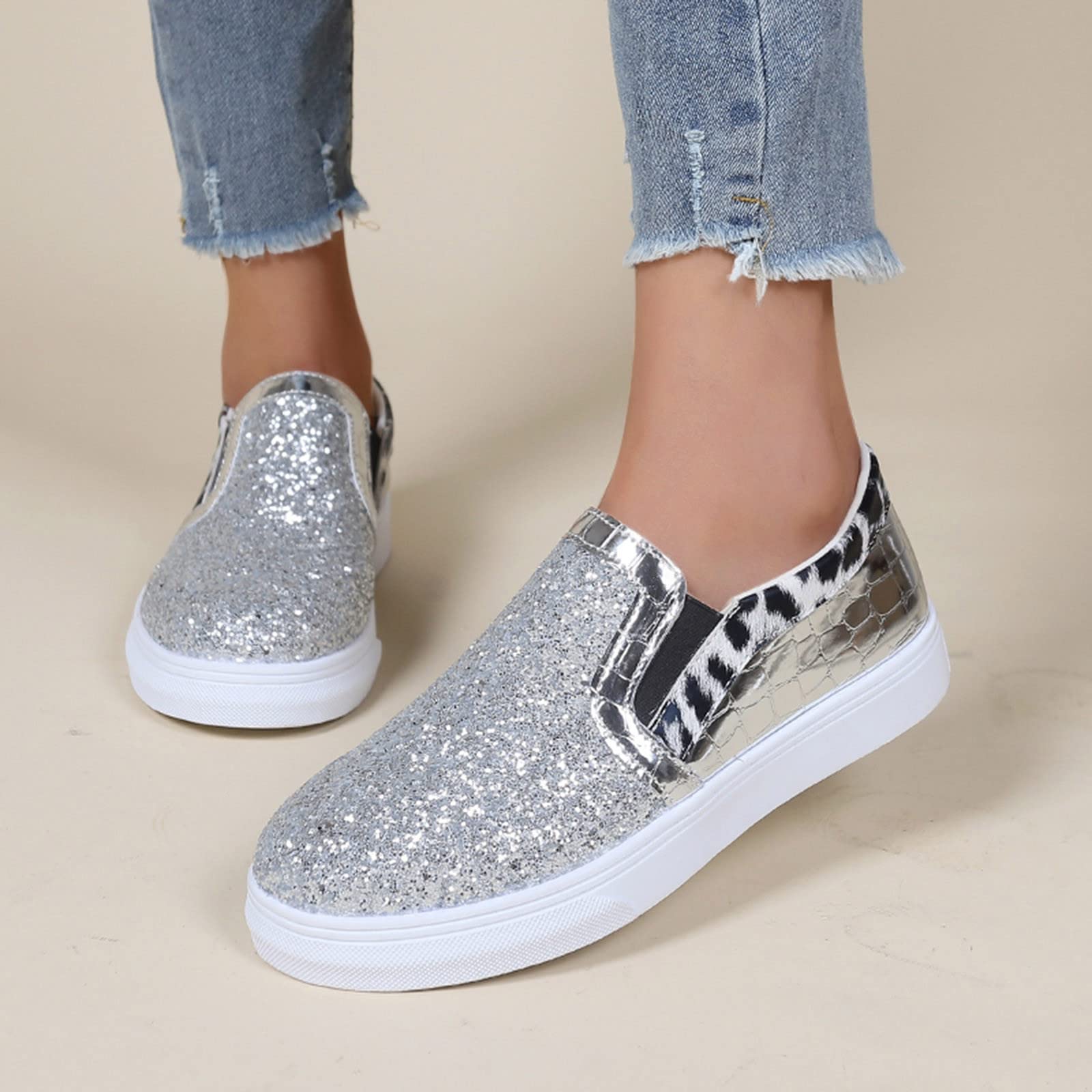 Women's Slip-On Running Sneakers - Lightweight White Walking Shoes for Women | Comfortable Casual & Workout Shoes for Gym, Travel & Everyday Wear