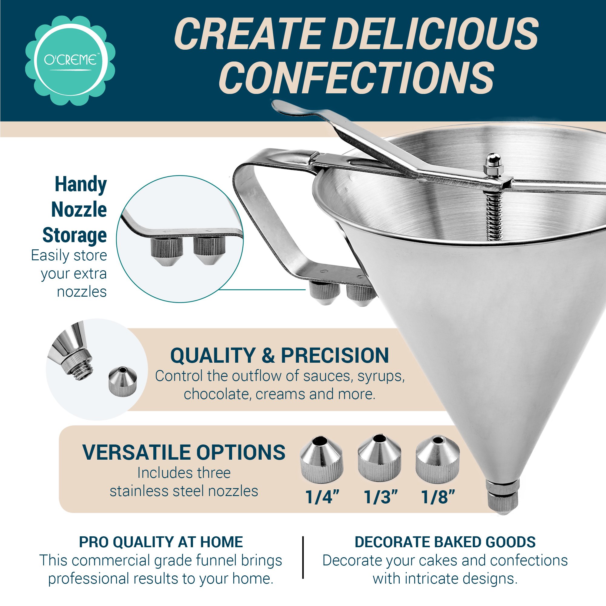 Premium SS Confectionery Dispenser Funnel - Stainless Steel Candy & Snack Pouring Tool for Bakeries, Cafes & Home Kitchens - Perfect for Chocolate Chips, Nuts, Sprinkles & Bulk Food Storage
