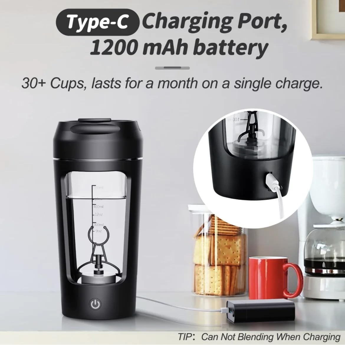 Premium Electric Portable Protein Shaker Bottle 650ml - Tritan BPA-Free Rechargeable Blender with Free Protein Powder Cup | Perfect for Gym, Sports & On-The-Go Nutrition | Smoothie Mixing & Post-Workout Recovery (Pearl White)